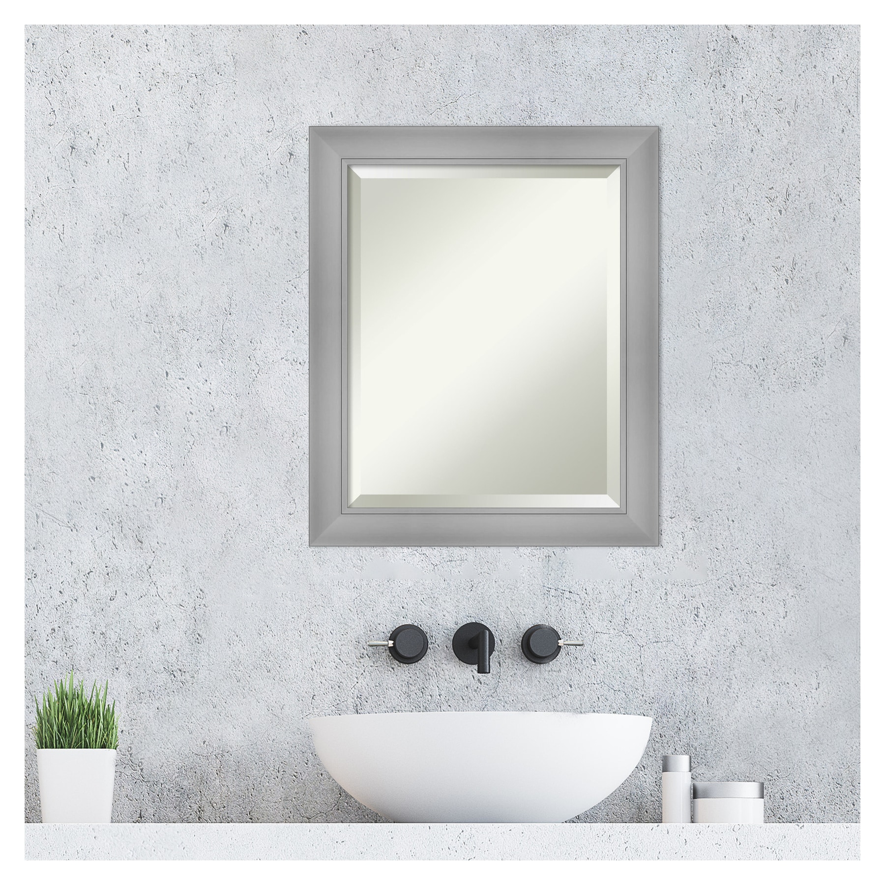 Flair 20x24-inch Beveled Rectangular Wall Mirror with Polished Nickel Frame
