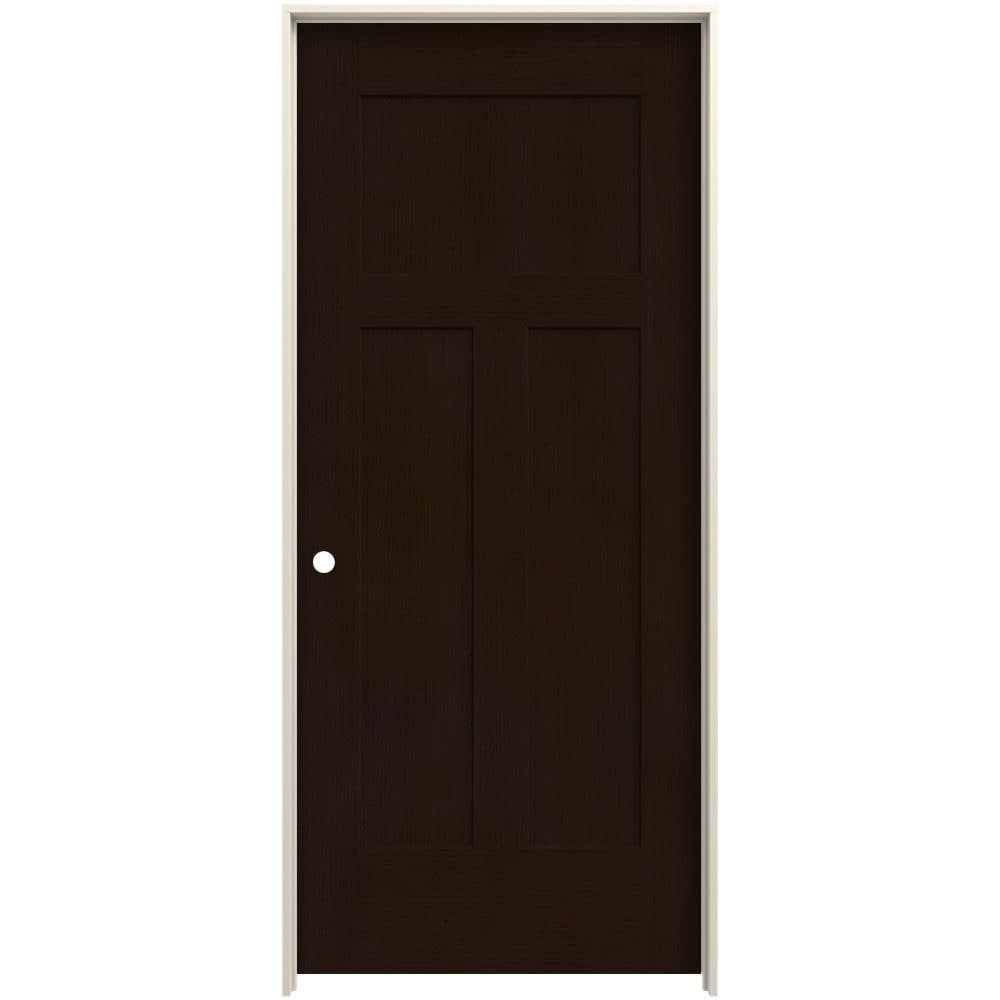 JELD-WEN 32-in x 80-in Espresso Hollow Core 3-panel Craftsman Right Hand Smooth Prefinished Molded Composite Flat Jamb Single Prehung Interior Door -  LOWOLJW225500262