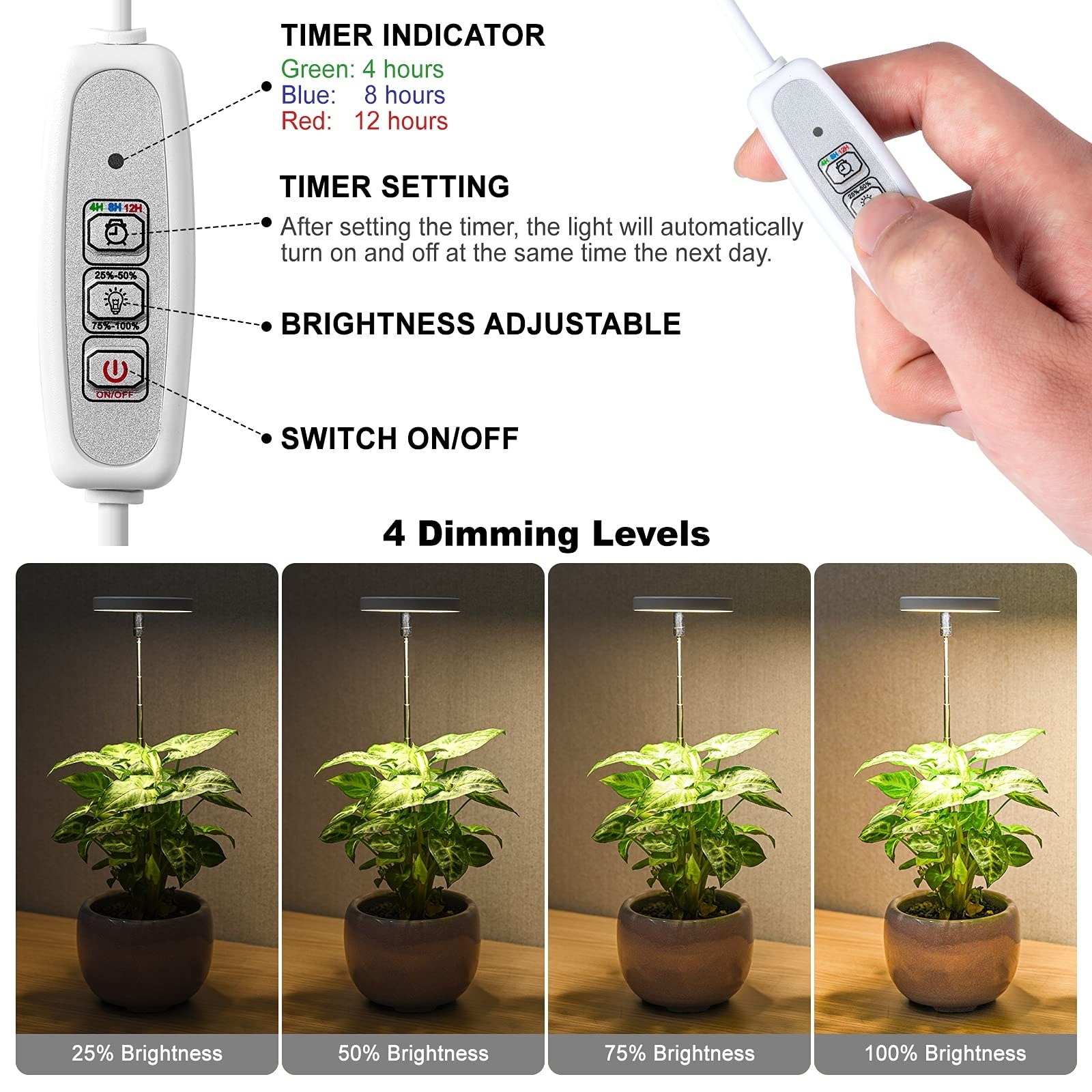 Vrbgify Full Spectrum LED Plant Light for Indoor Plants Height ...