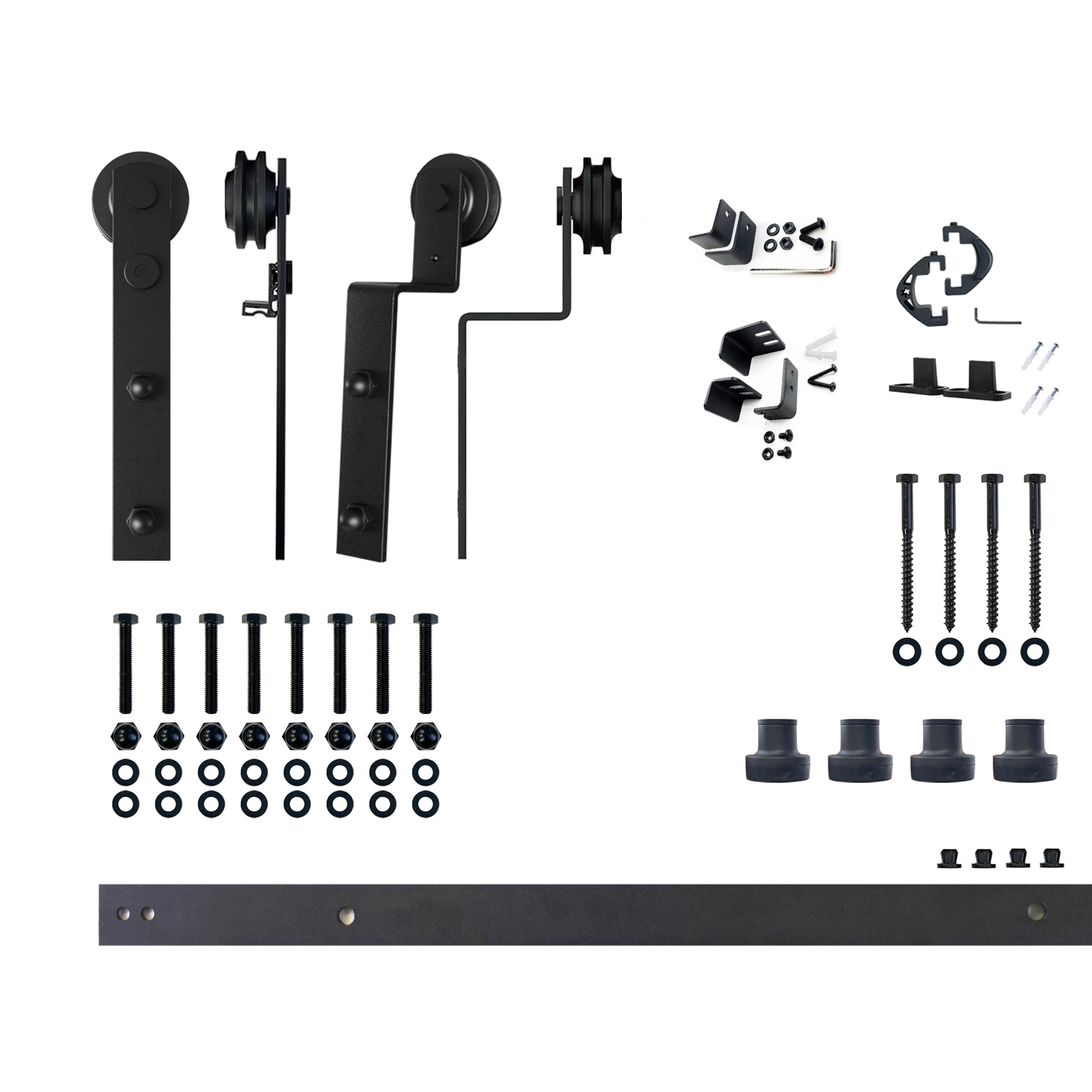HOMACER ZT5TGH060C 60-in Rustic black Black Indoor I-strap Double bypass Barn door hardware kit