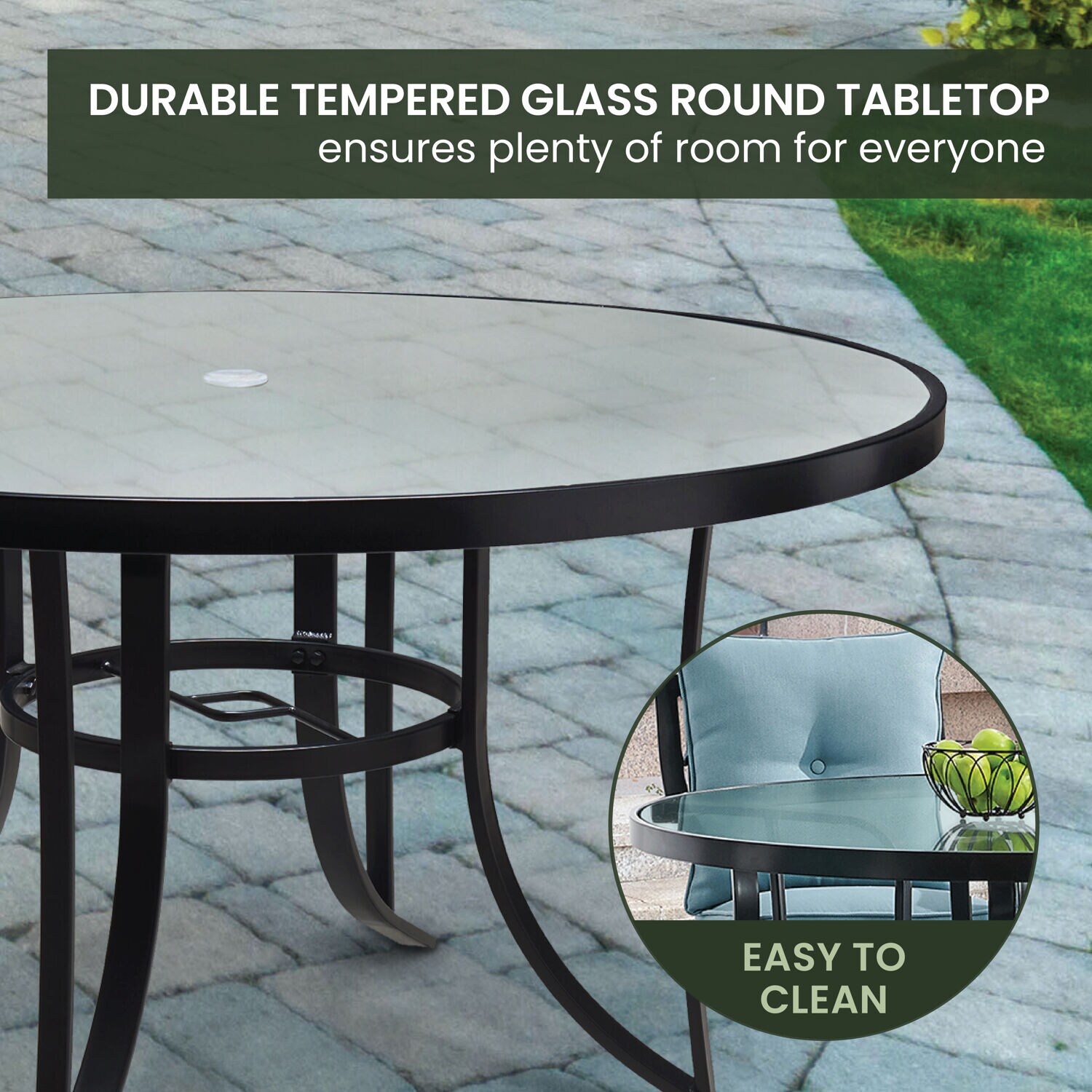 Sleek Modern 5-Piece Outdoor Dining Set with Swivel Rockers and Glass-Top Table