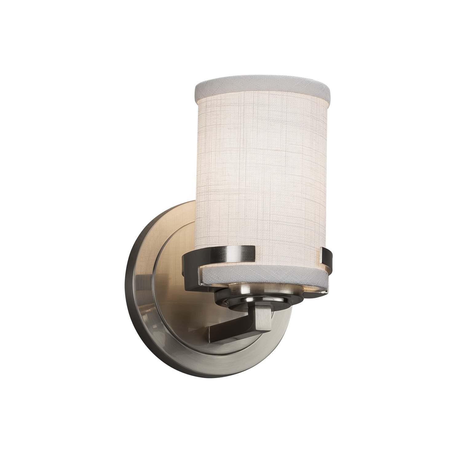 Justice Design Group FAB-8451-10-WHTE-NC Textile 5-in W 1-Light Brushed Nickel Transitional Wall Sconce
