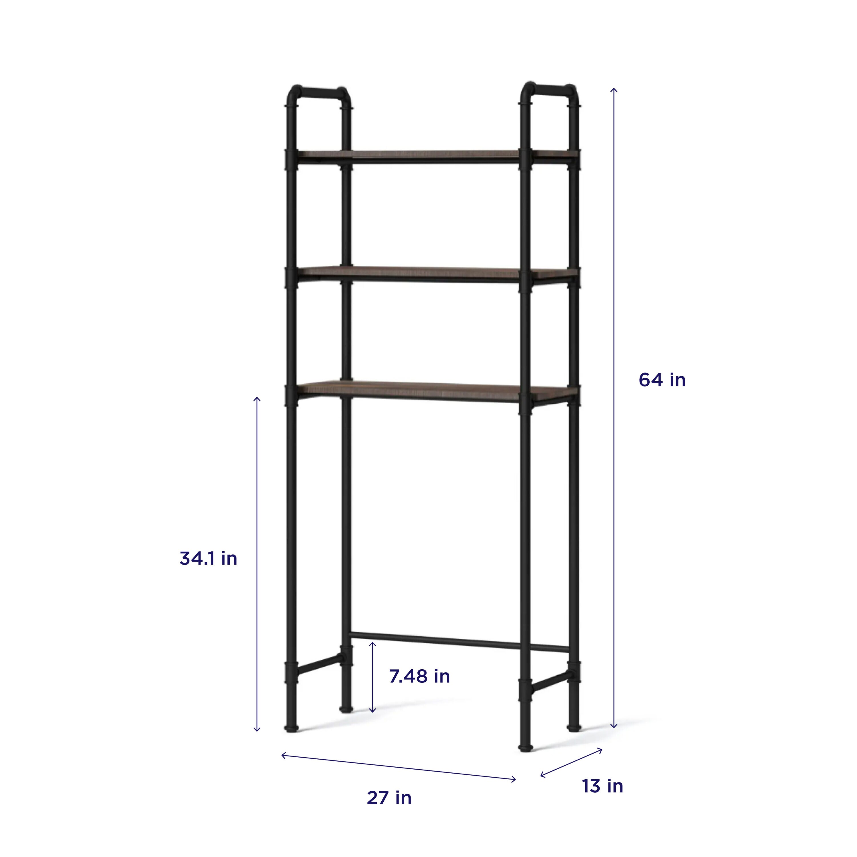 1pc Three-tier Over-the-toilet Shelf, Bathroom Storage Organizer, Made Of  Galvanized Steel Pipe, Plastic Parts And Non-woven Fabric