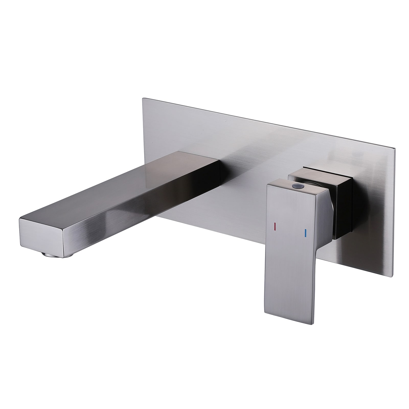 BWE A-93012-N Brushed Nickel Wall-mount 1-handle WaterSense Mid-arc Residential Handle Bathroom Sink Faucet with Deck Plate