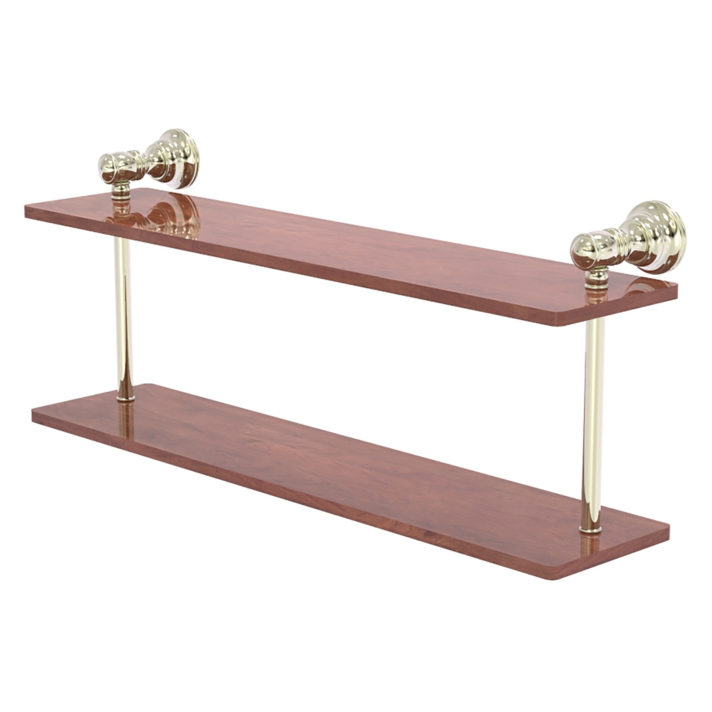 Allied Brass CL-2-22-IRW-PNI Carolina Polished Nickel 2 -Tier Wall mount Bathroom Shelf ( 22-in x 9.2-in x 5-in )