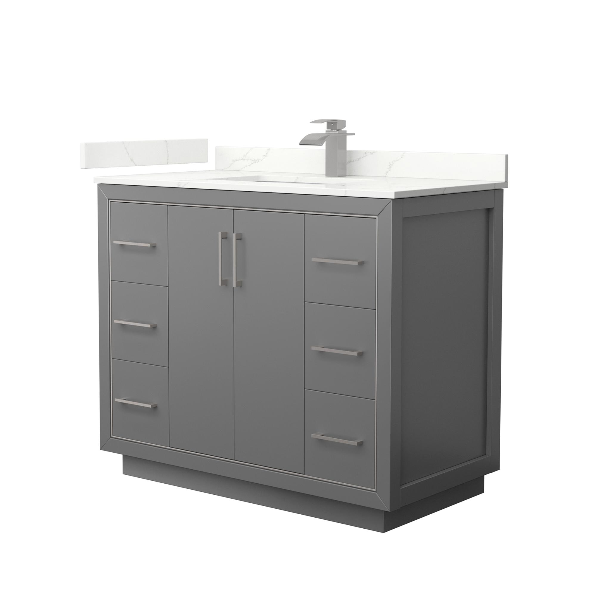 Wyndham Collection WCF111142SKGGTUNSMXX Icon 42-in Dark Gray Undermount Single Sink Bathroom Vanity with Giotto Quartz Top
