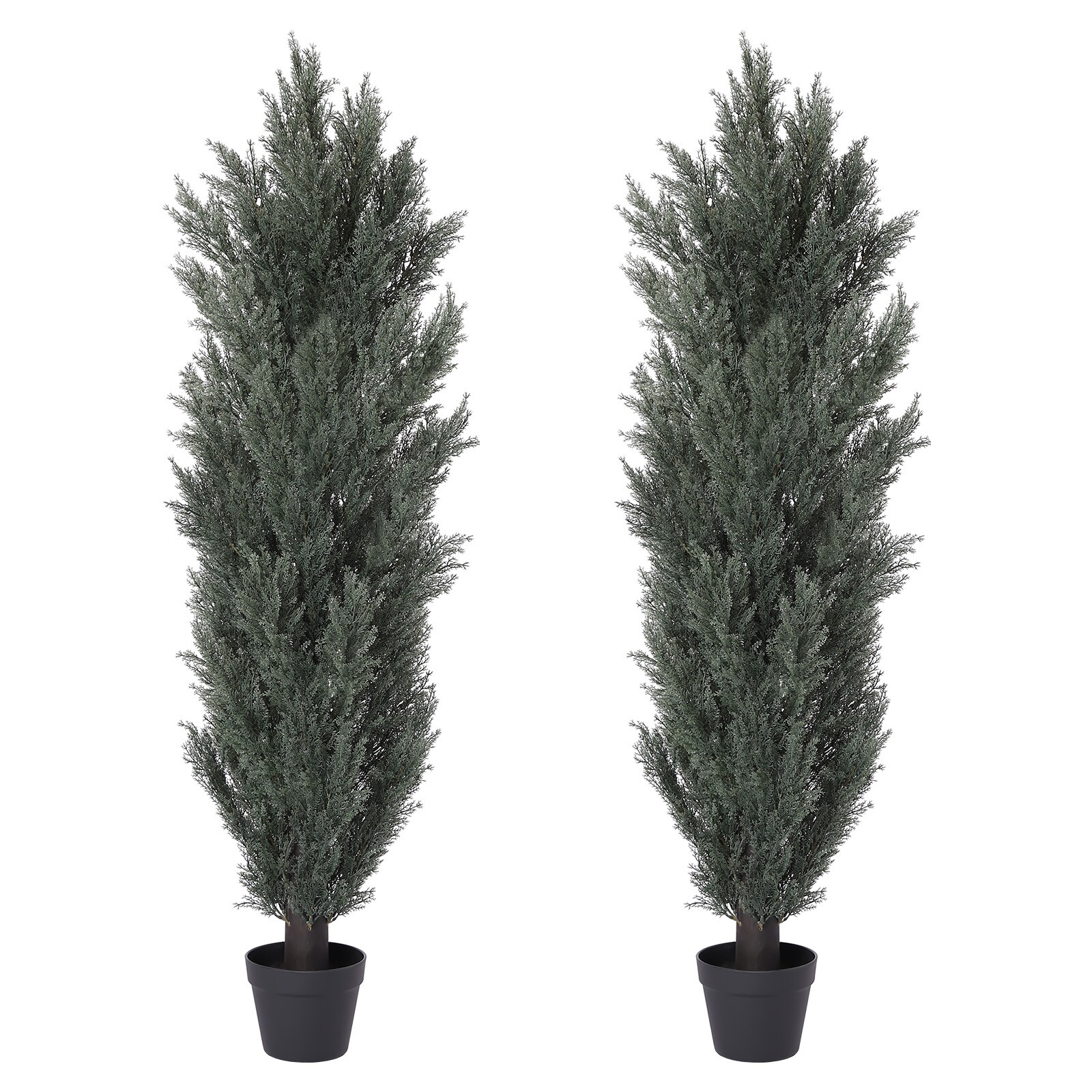 LUXEYARD Detachable Artificial Green Cypress Tree Realistic Tall Faux Plant for Indoor and Outdoor Decoration 2pcs