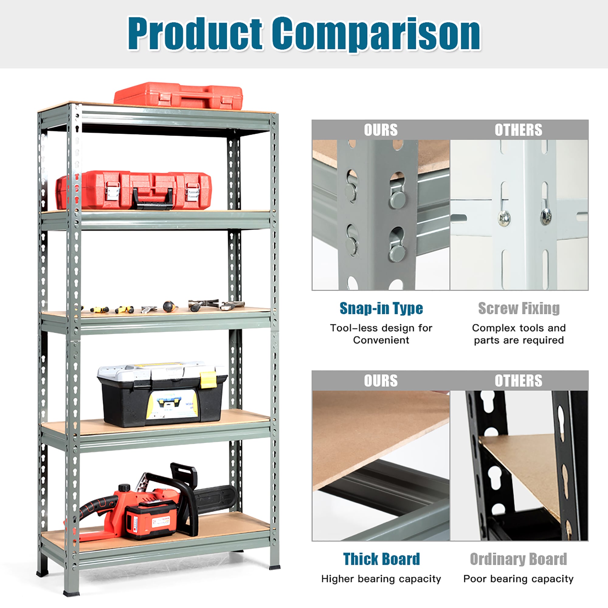Costway 4TL35150GR Free-Standing-Shelving - View #6