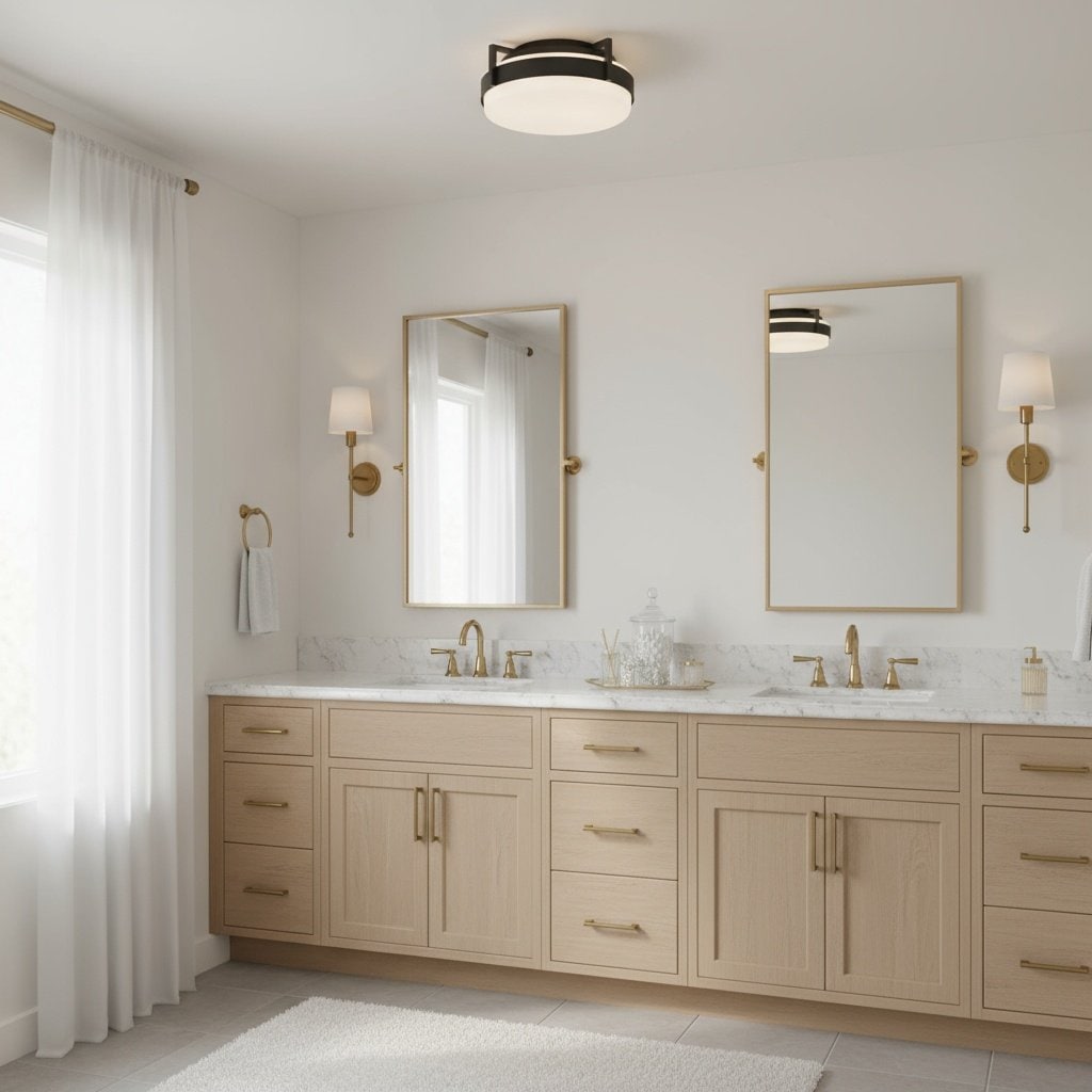 Blisstyle 15 Inch Multi-light Modern Black Vanity Light - Premium Glass Shade for Bathroom Lighting Over Mirror - LED