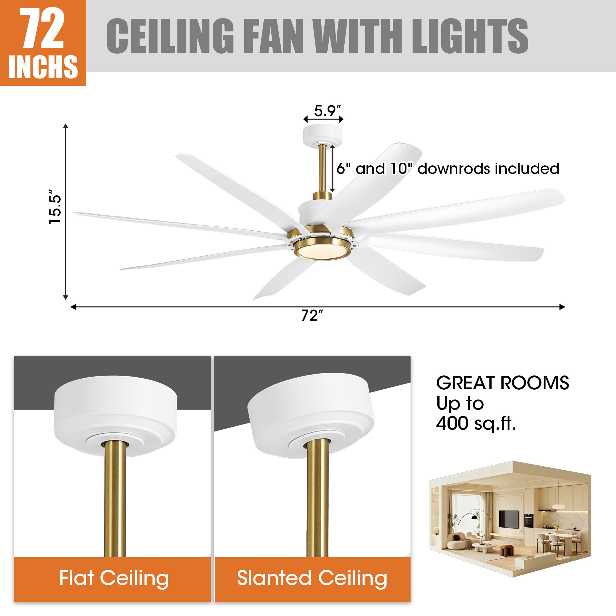 Parrot Uncle F8012WH Ceiling-Fans - View #4