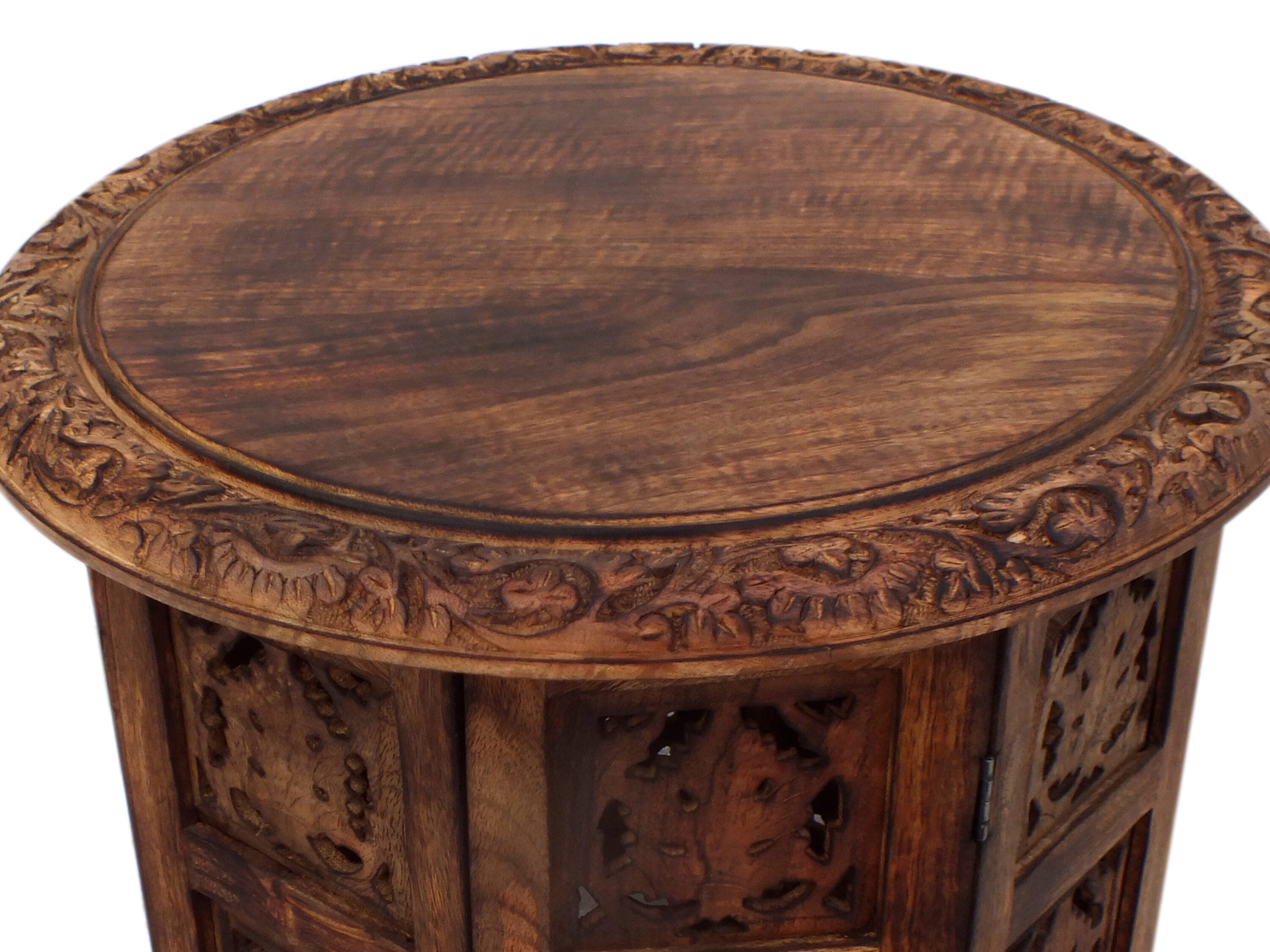 Elegant Dark Chocolate Mango Wood 18" Folding Accent Coffee Table