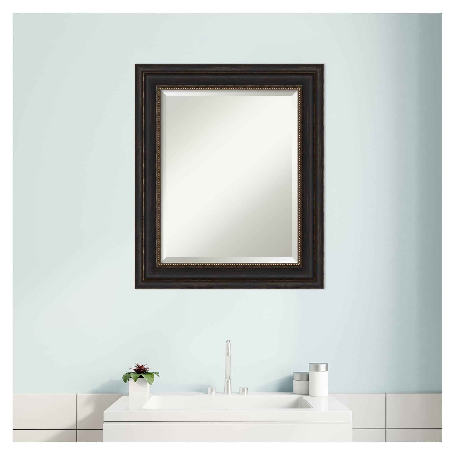 Bronze Beveled Rectangular Wall Mirror with Polystyrene Frame
