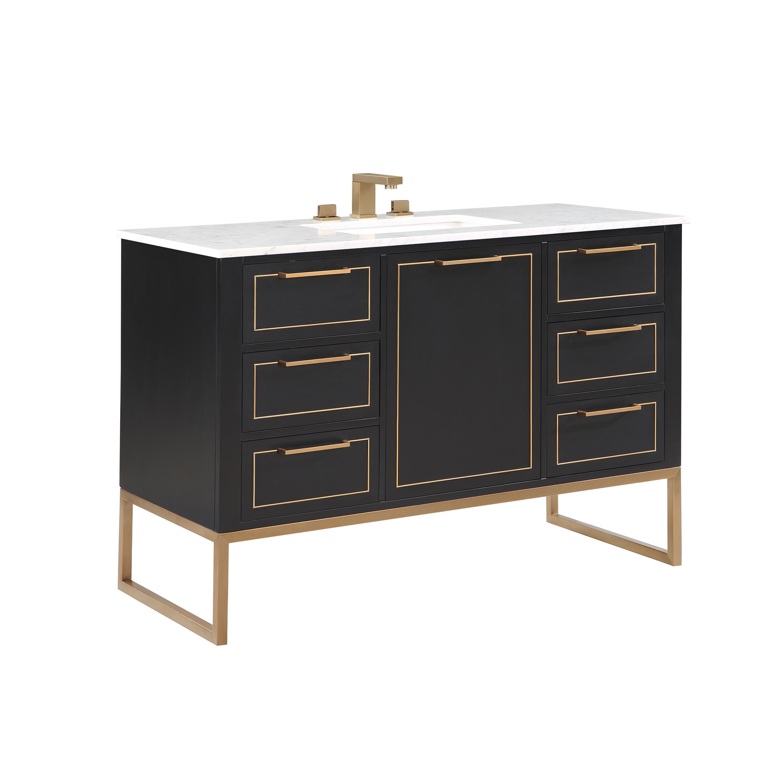 BEMMA Markham 48-in Midnight Black Undermount Single Sink Bathroom Vanity  with Carrara Marble Top in the Bathroom Vanities with Tops department at