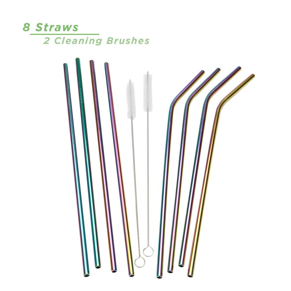 1 Set- Stainless Steel Straw Set With Silicone Tips, Portable Metal Straw  And Brush Kit (4 Straws, 16 Silicone Tips, 16 Brushes)