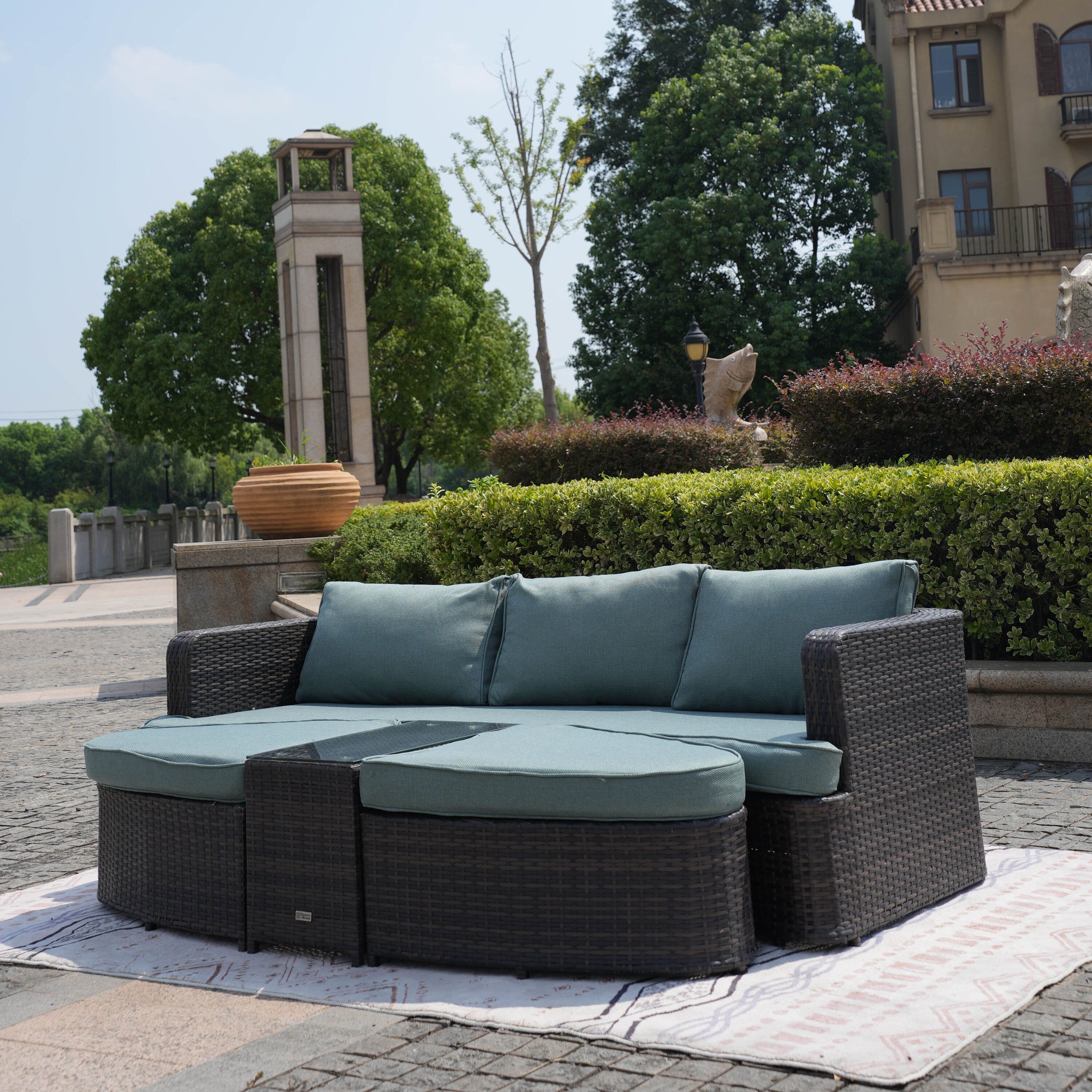 Moda Furnishings PAL-1202BR-CELADON Patio-Conversation-Sets - View #2