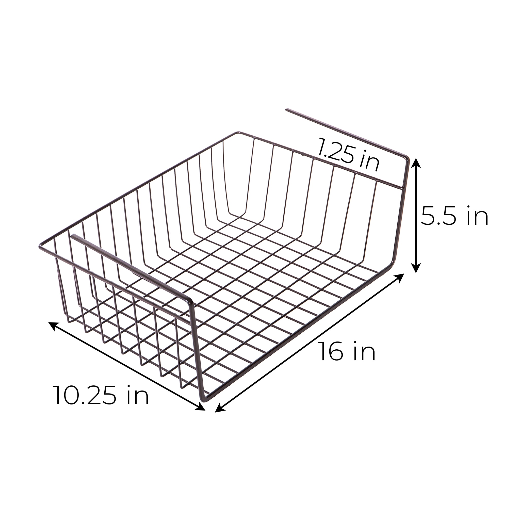 Bronze Medium Under Shelf Storage Basket with Snug Fit Arms