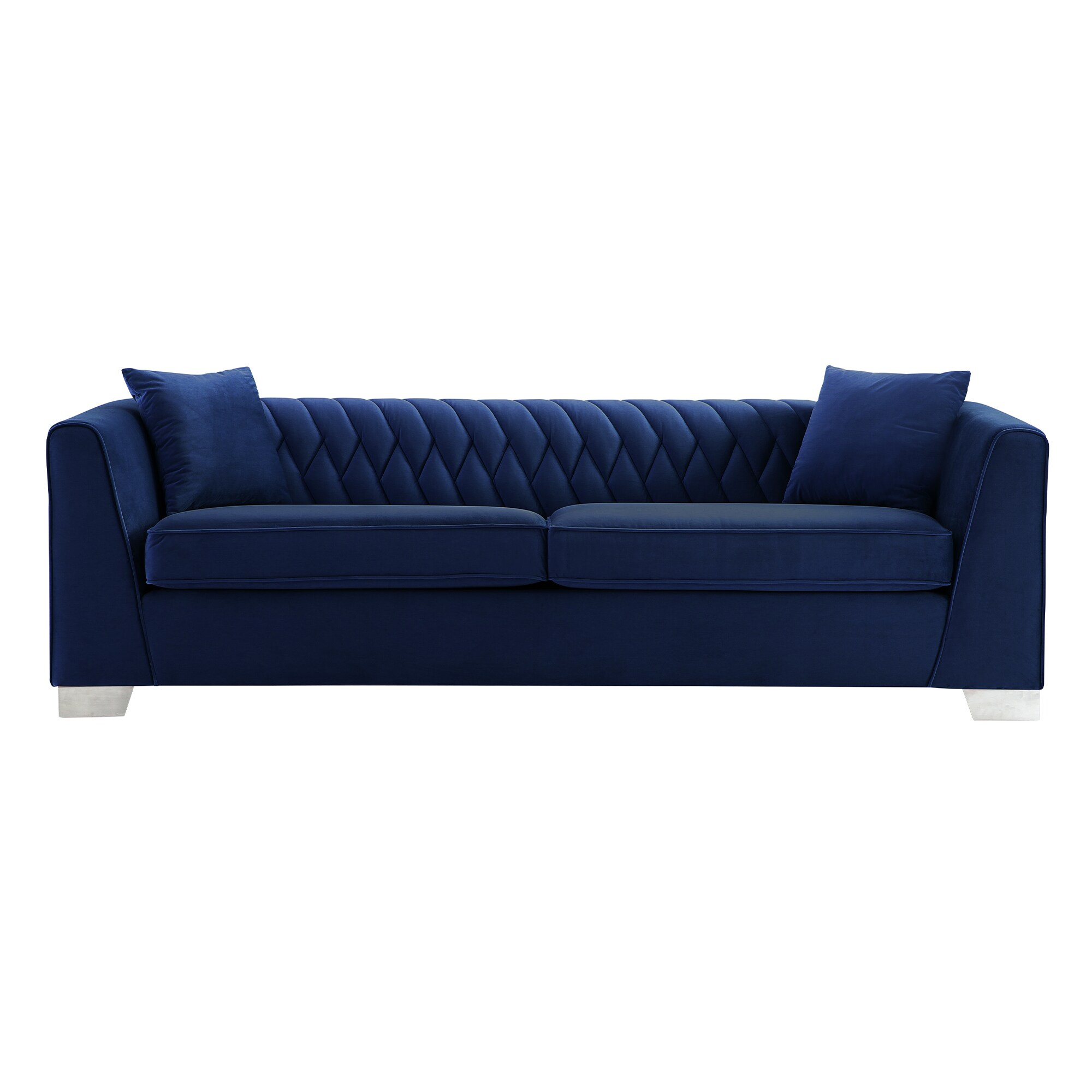 Cambridge 90.5'' Blue Velvet Contemporary Stationary Sofa