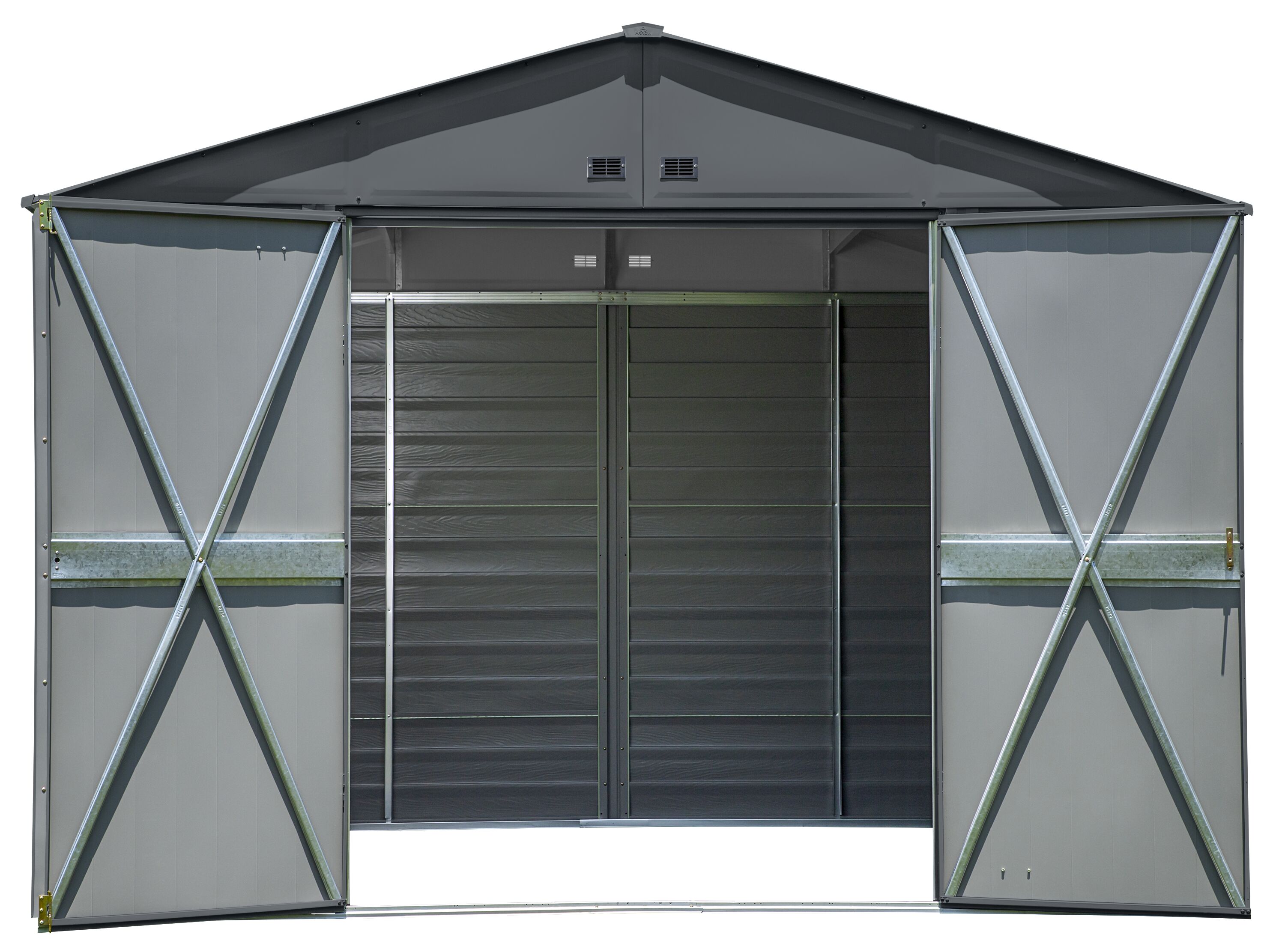 Charcoal 10' x 8' Galvanized Steel Peak Roof Storage Shed