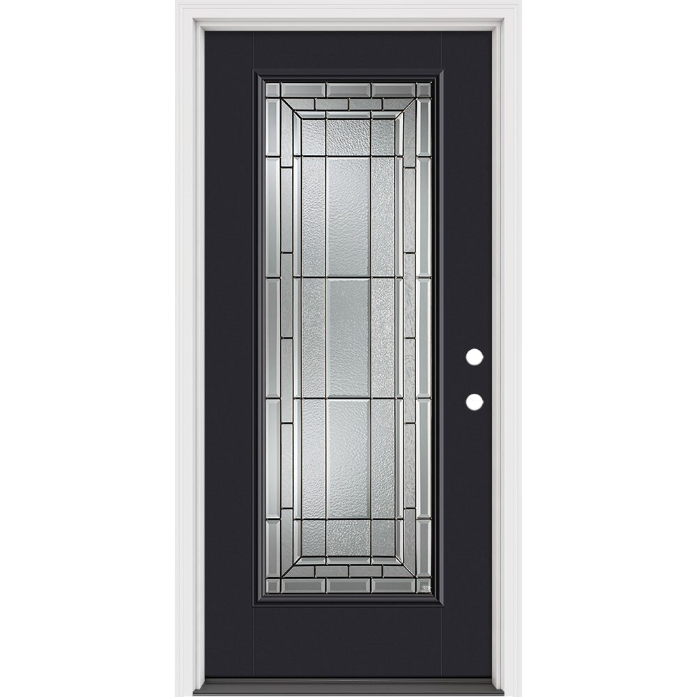 Masonite 631320 Sequence 36-in x 80-in x 4-9/16-in Fiberglass Full lite Left-hand inswing Peppercorn Painted Prehung Front Door with Brickmould Insulating core