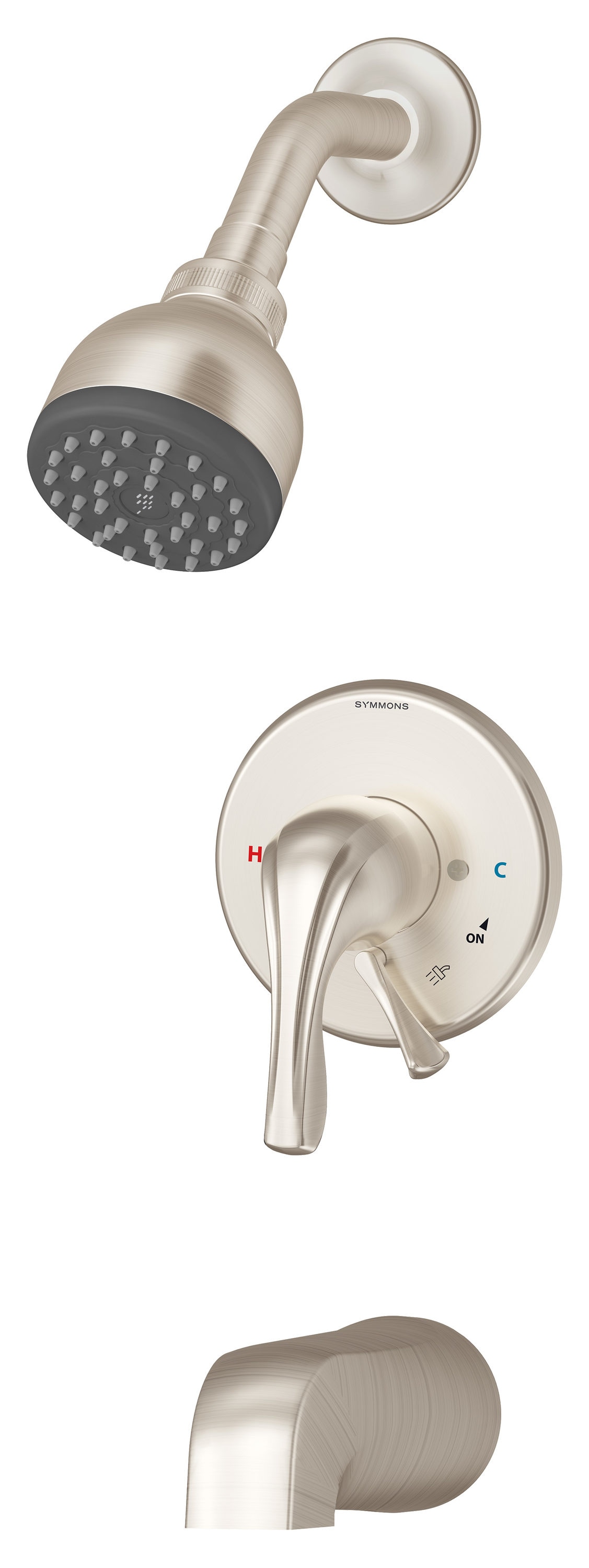 Symmons S9602PLR1.5TRMSTN Origins Satin Nickel 1-handle Single function 2.76-Inches Round Bathtub and shower Faucet