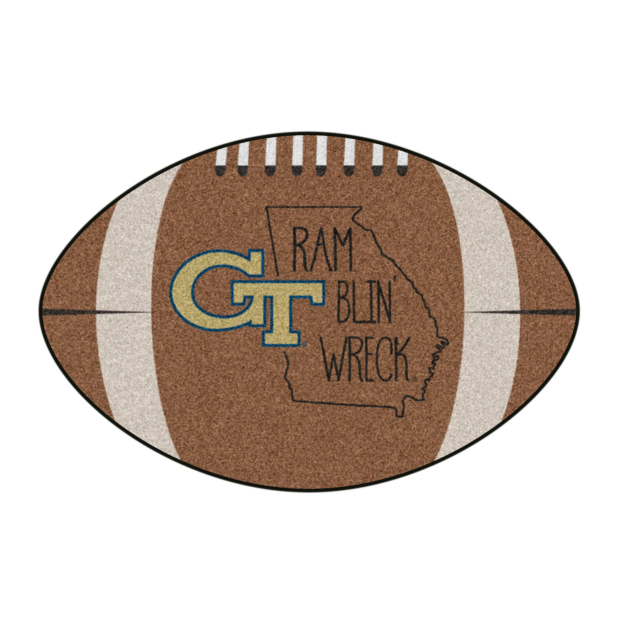 FANMATS 21111 Georgia Tech Yellow Jackets 2-ft x 3-ft Brown Nylon Oval Indoor Decorative Sports Door Mat