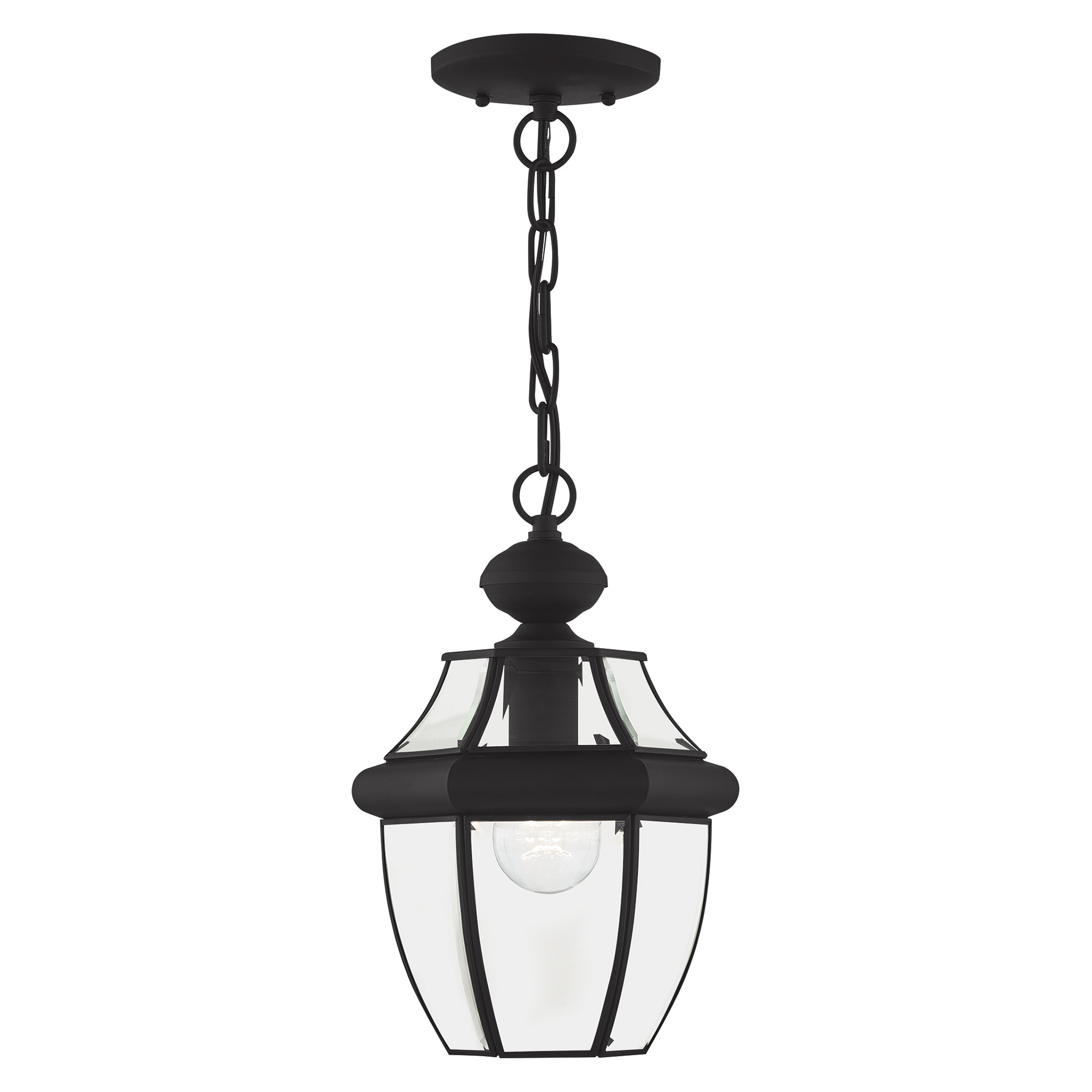 Livex Lighting 2152-04 Monterey Black Traditional Clear glass Lantern Mini Outdoor Hanging Pendant light