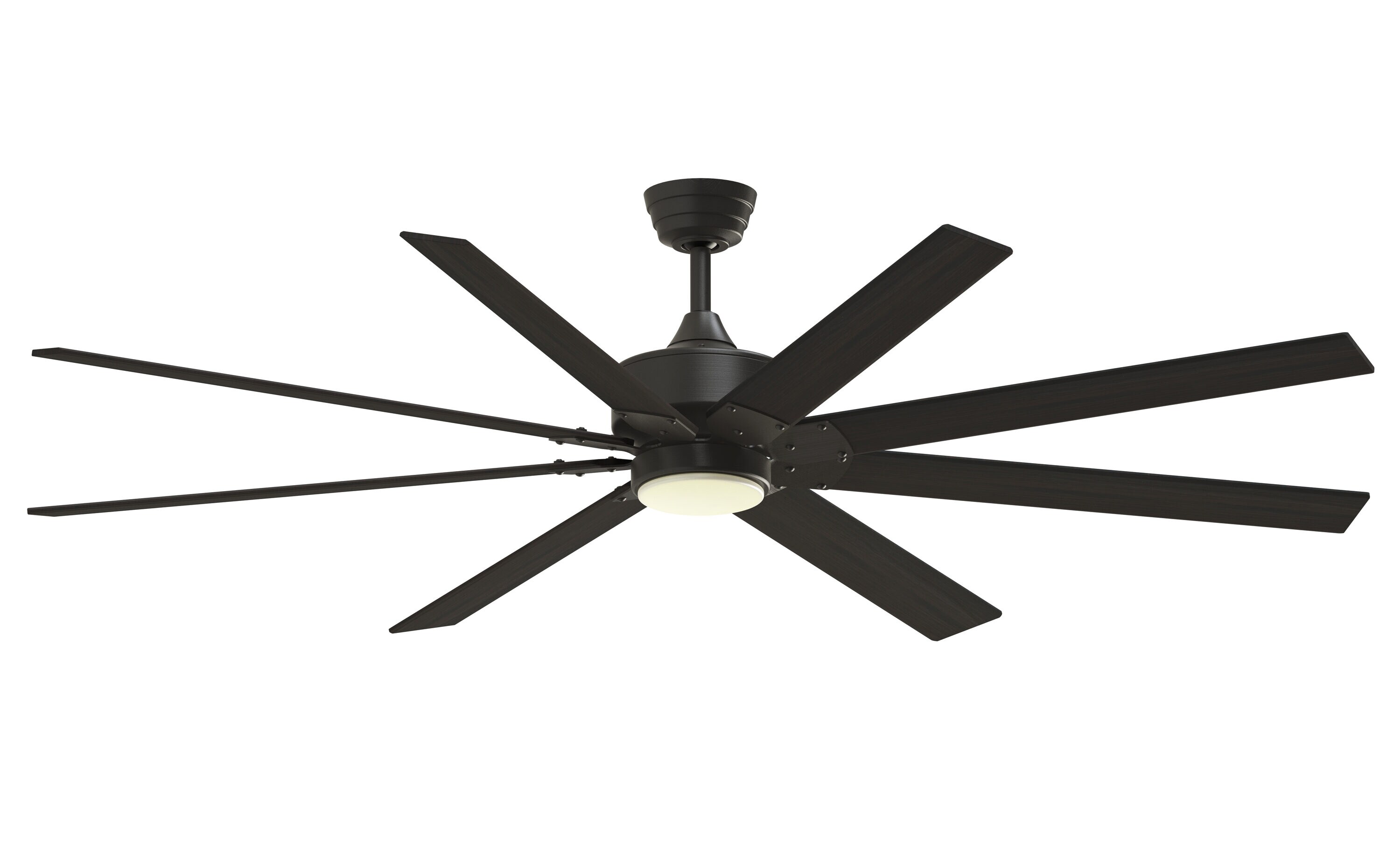 Levon Custom 72-in Dark Bronze Color-changing LED Indoor/Outdoor Smart Ceiling Fan with Light Remote (8-Blade) Walnut | - Fanimation FPD7912BDZ-72DWA-LK