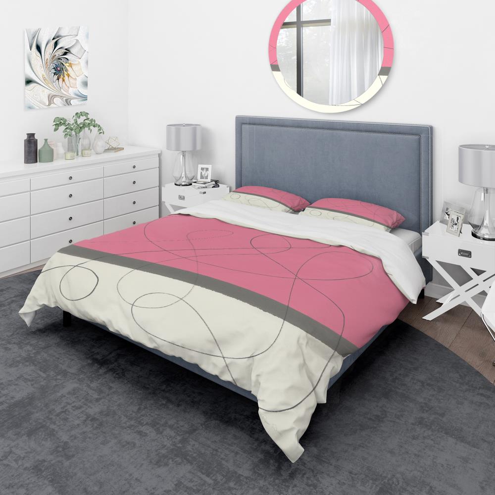 Designart BED30005-K 3 -Piece Pink King Duvet cover Set