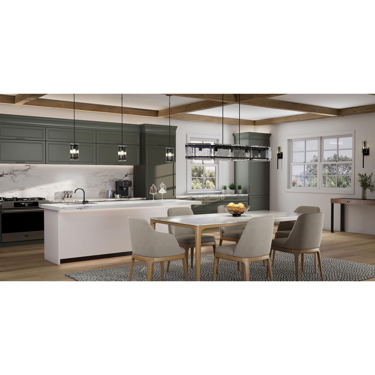 Rivera Matte Black Mini Pendant with Clear Textured Glass