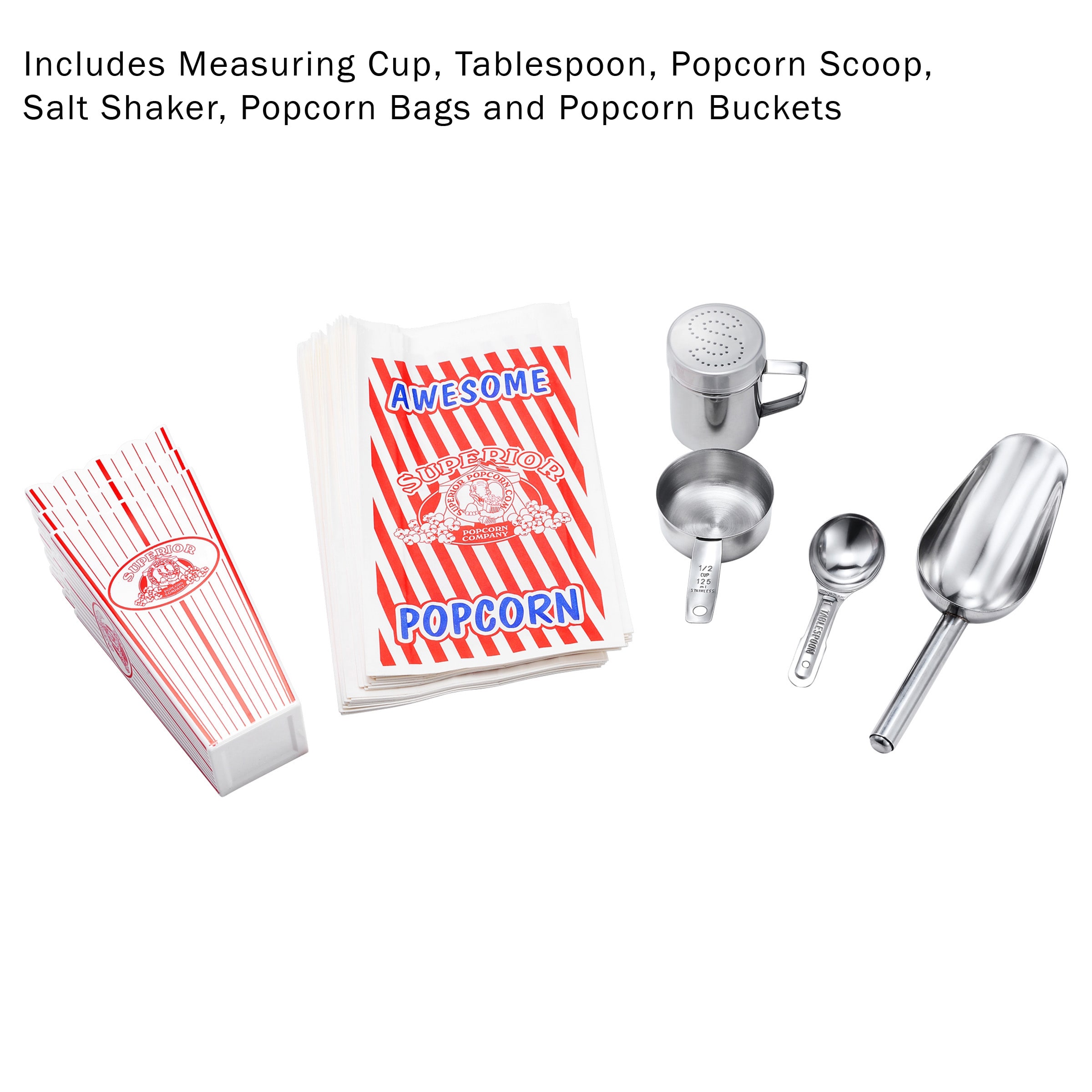Great Northern Popcorn Scoop and Seasoning Shaker Set – 2-Piece Stainless-Steel Serving Accessories Kit