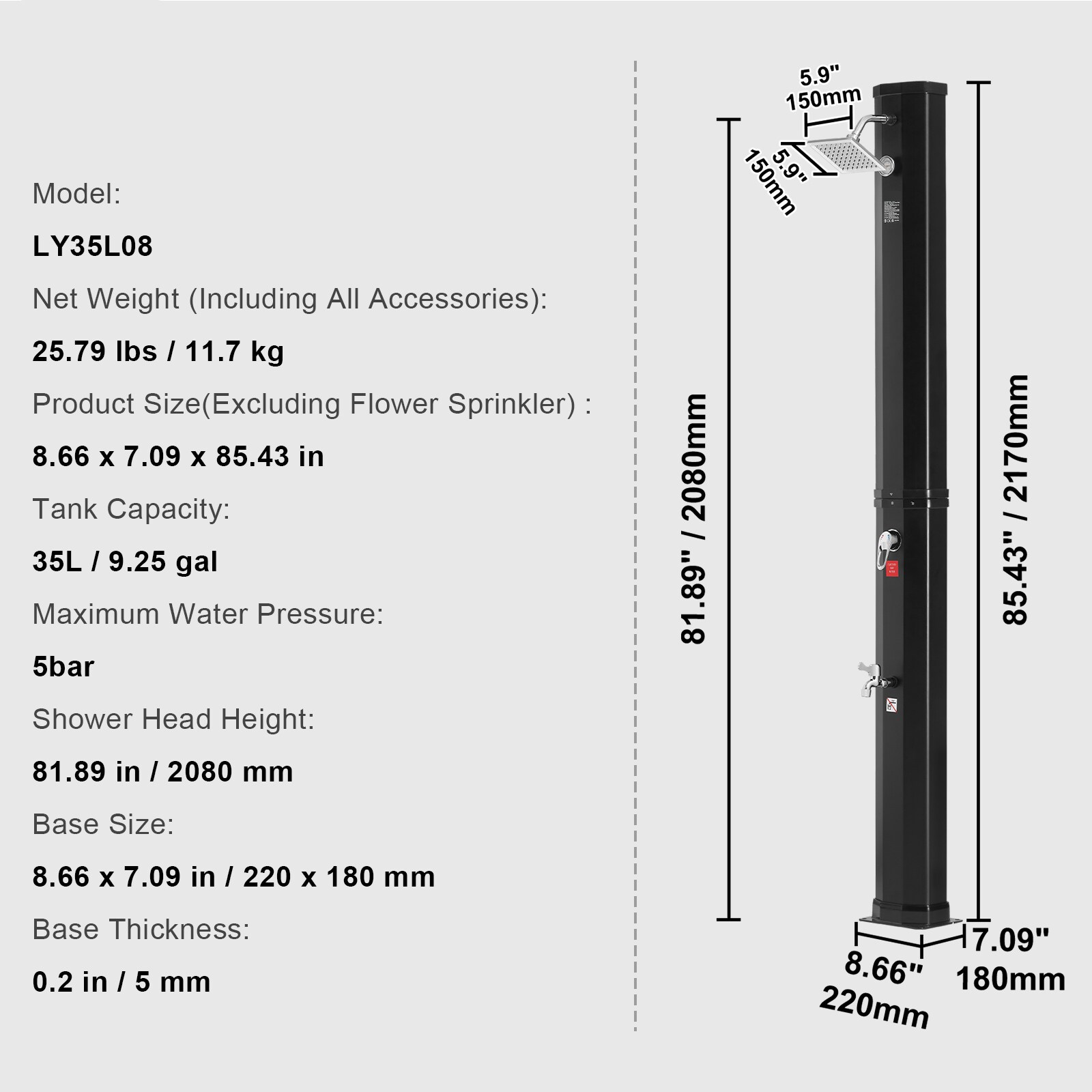 VEVOR SCTYNLYQHSPV05764V0 Outdoor-Showers - View #7