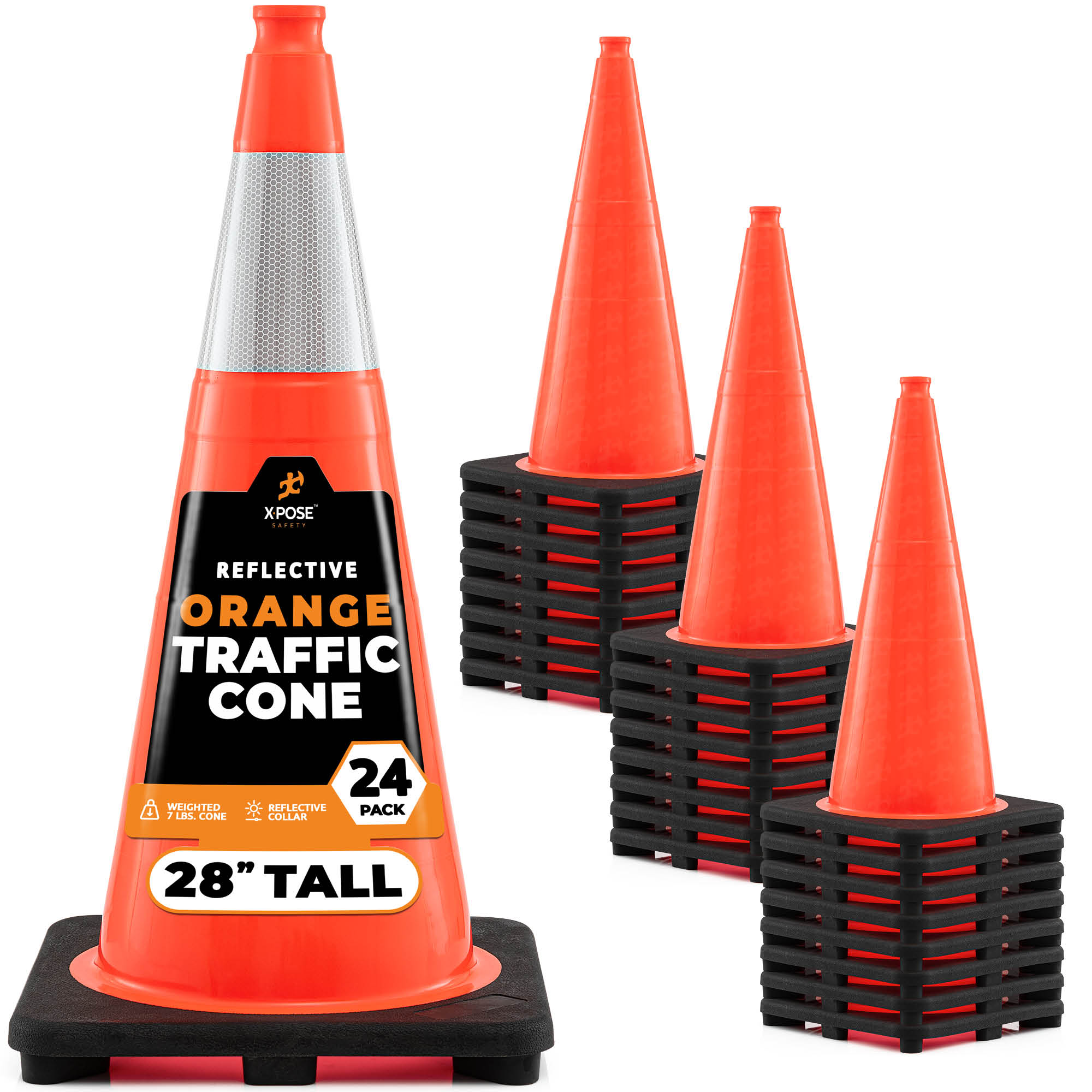 XPOSE SAFETY OTC28-6-24-X 24 -Pack 36-in Orange Traffic safety cone
