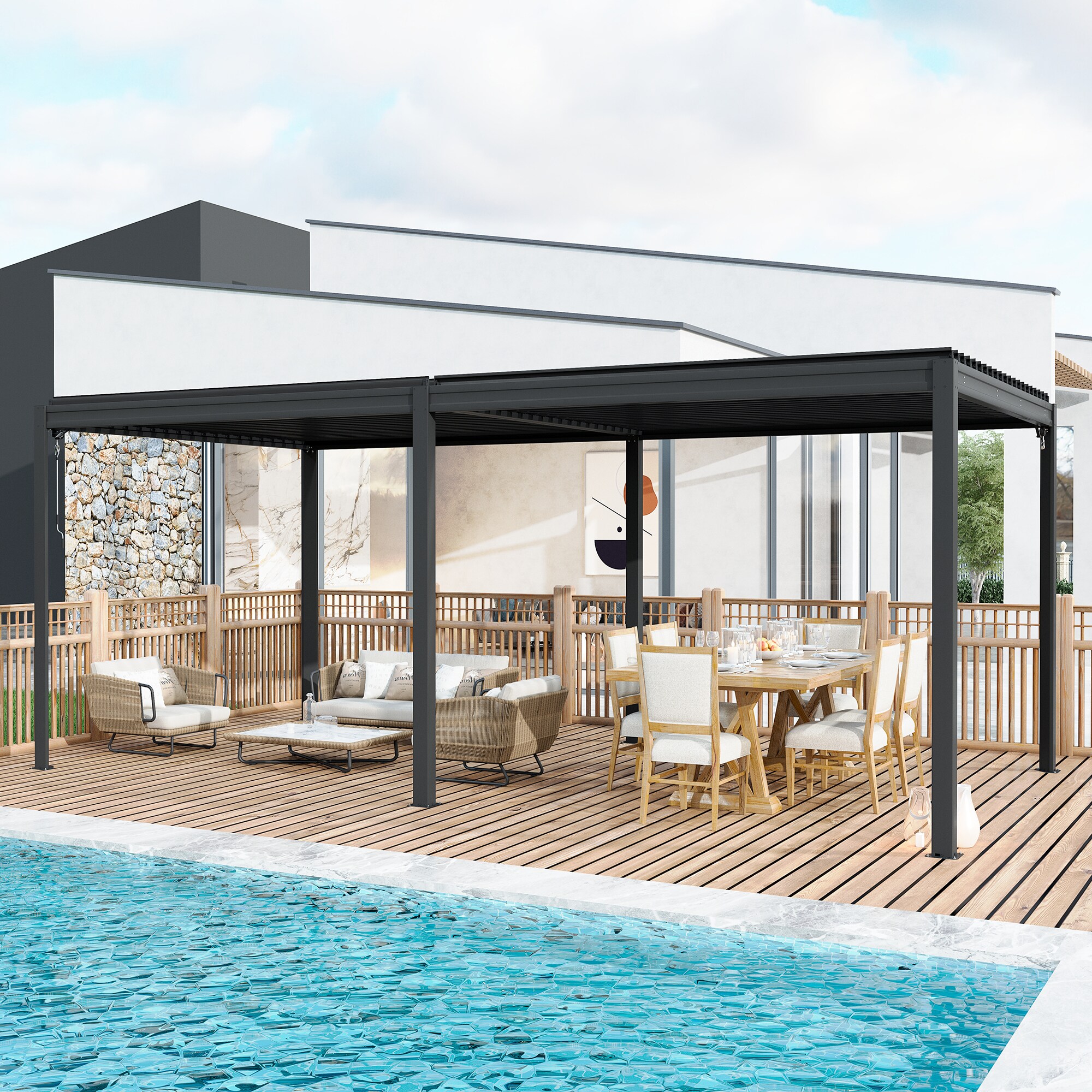 Clihome CL-LGMF1632-G Wood-Resin-Gazebos - View #3