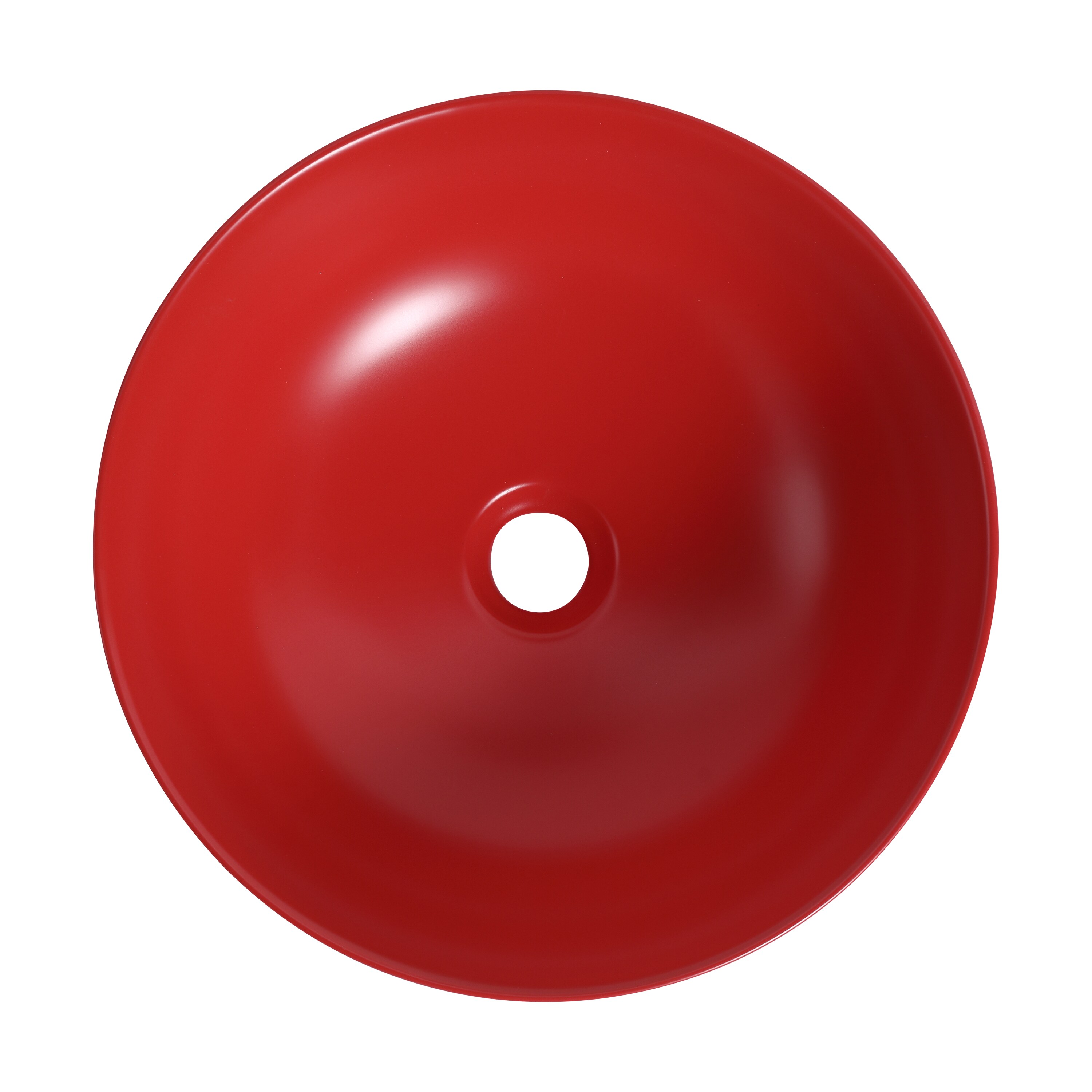 Matte Red 16" Ceramic Round Bathroom Vessel Sink