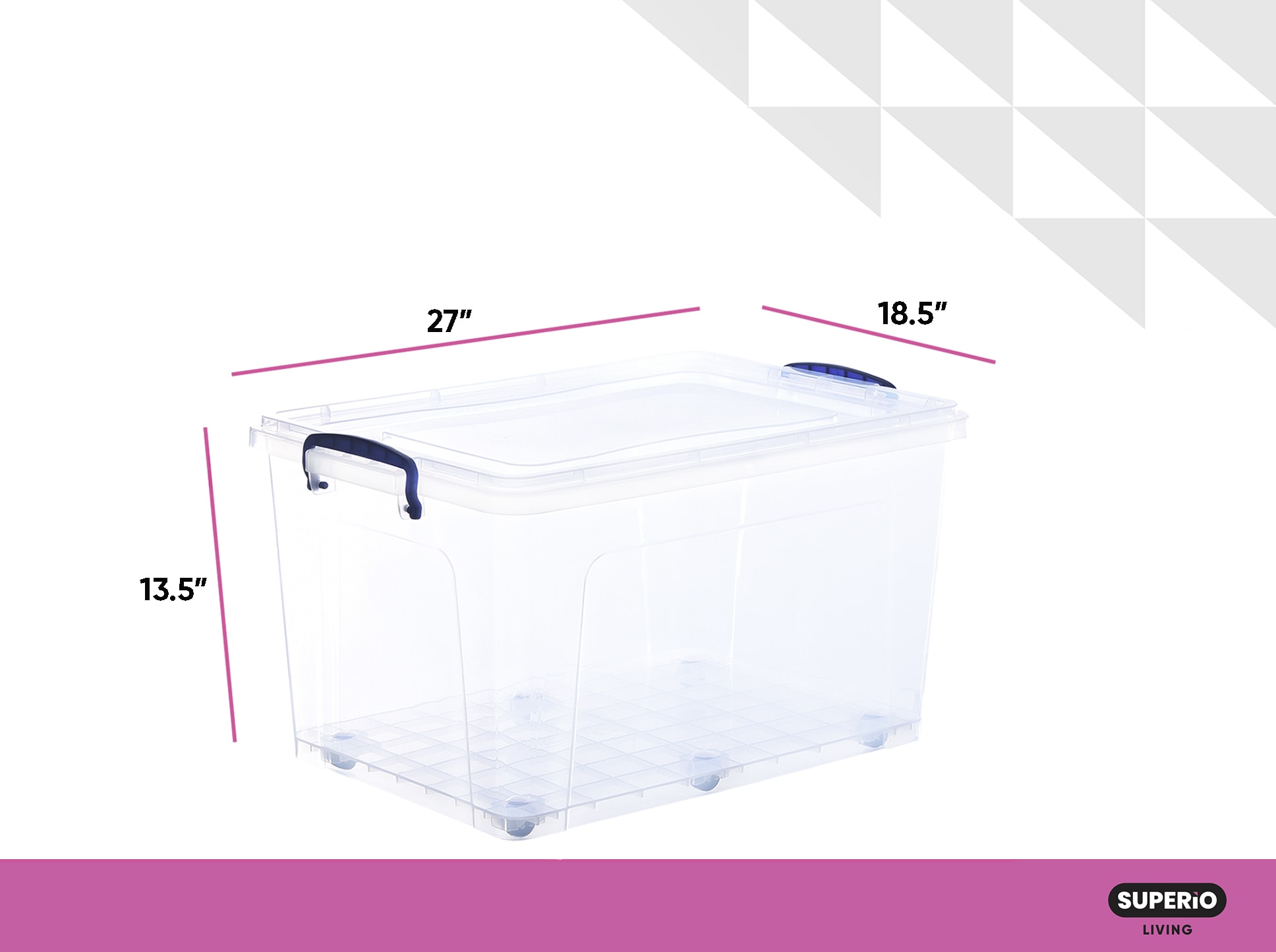 Superio Clear Storage Bin with Lid, Large Stackable Container with Lid, 60  Quart Wheeled Storage Box for Home, Garage, Storage