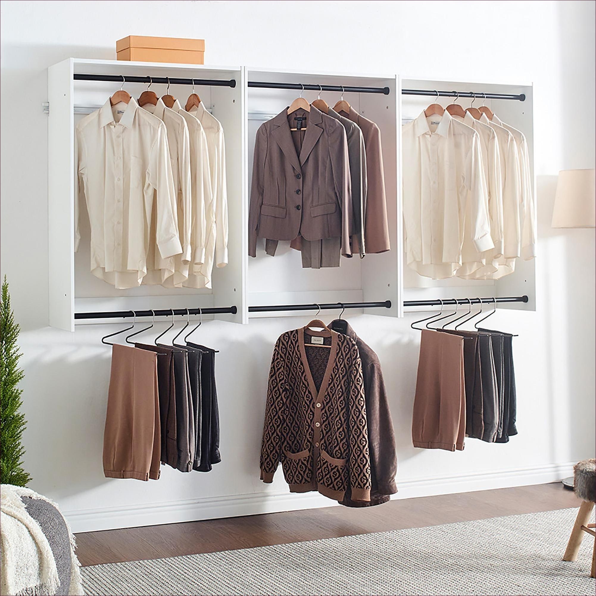 Watnature Oak Wood Wall Mounted Closet System Custom Storage for ...