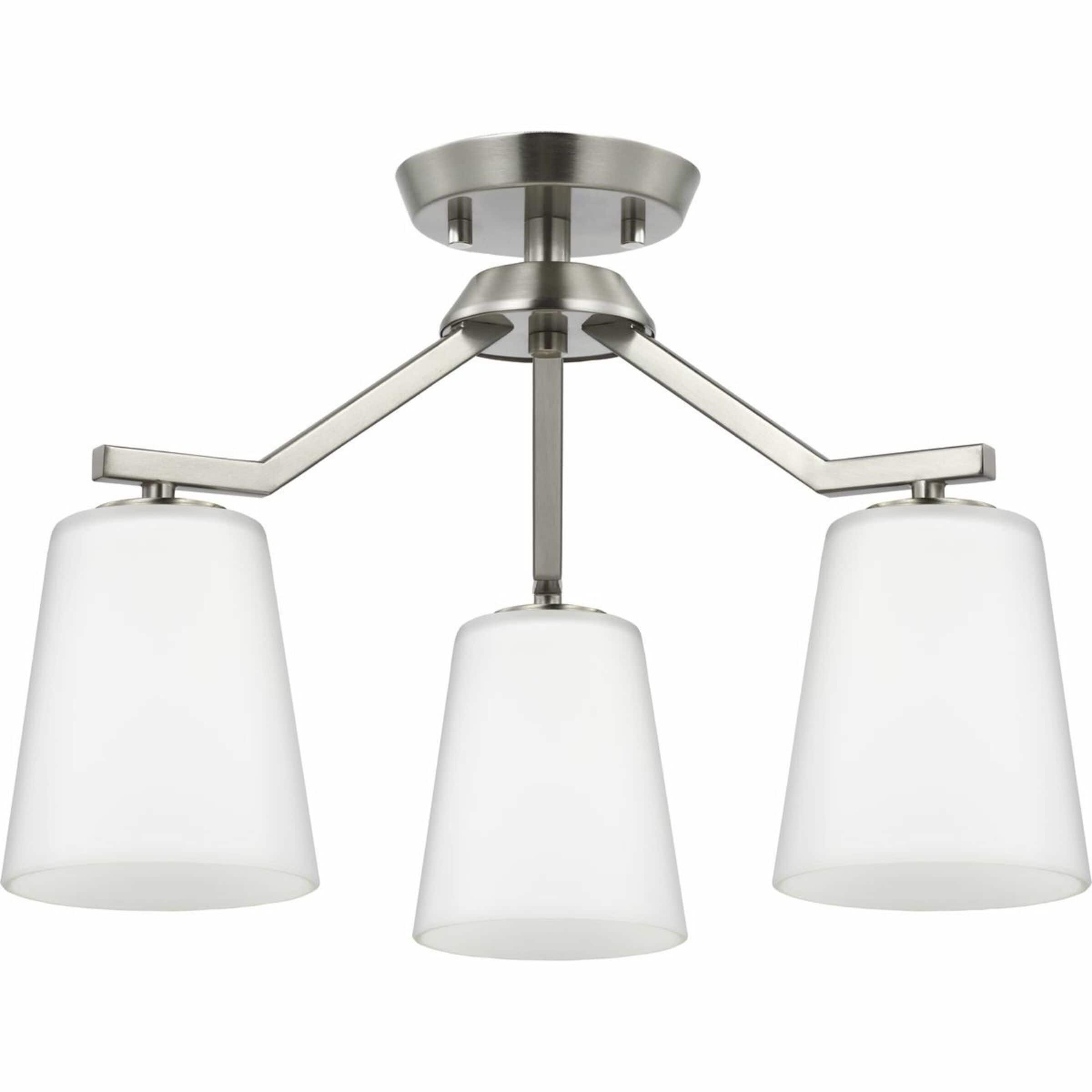 Progress Lighting P400342-009 Vertex 3 -Light Brushed Nickel Modern/contemporary For Use in Bedrooms, Dining Rooms, Foyers, Kitchens, Living Rooms Chandelier