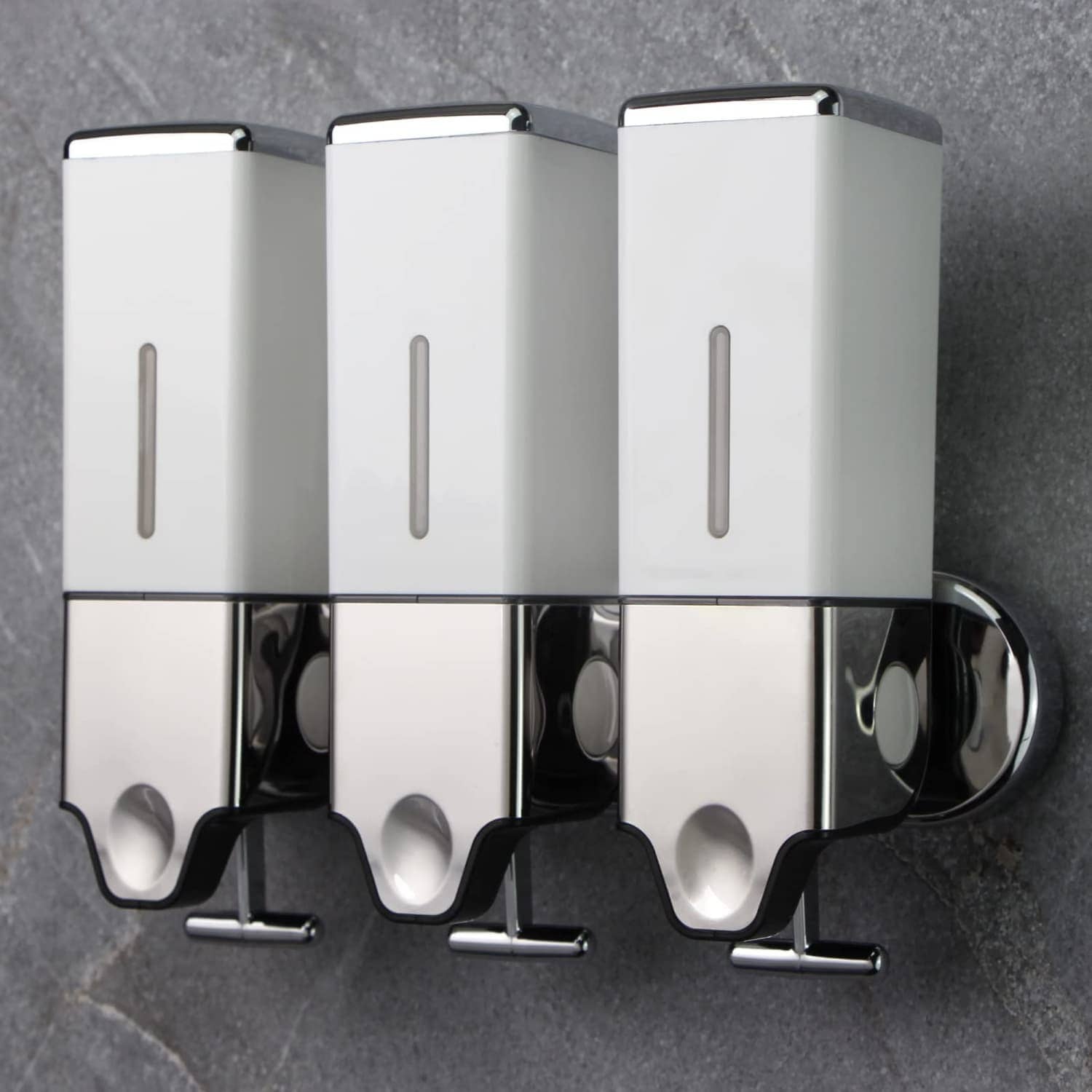 Angel Sar 3 Chamber White Wall Mounted Manual Soap Dispenser with 800ml Capacity for Bathroom Kitchen Hotels