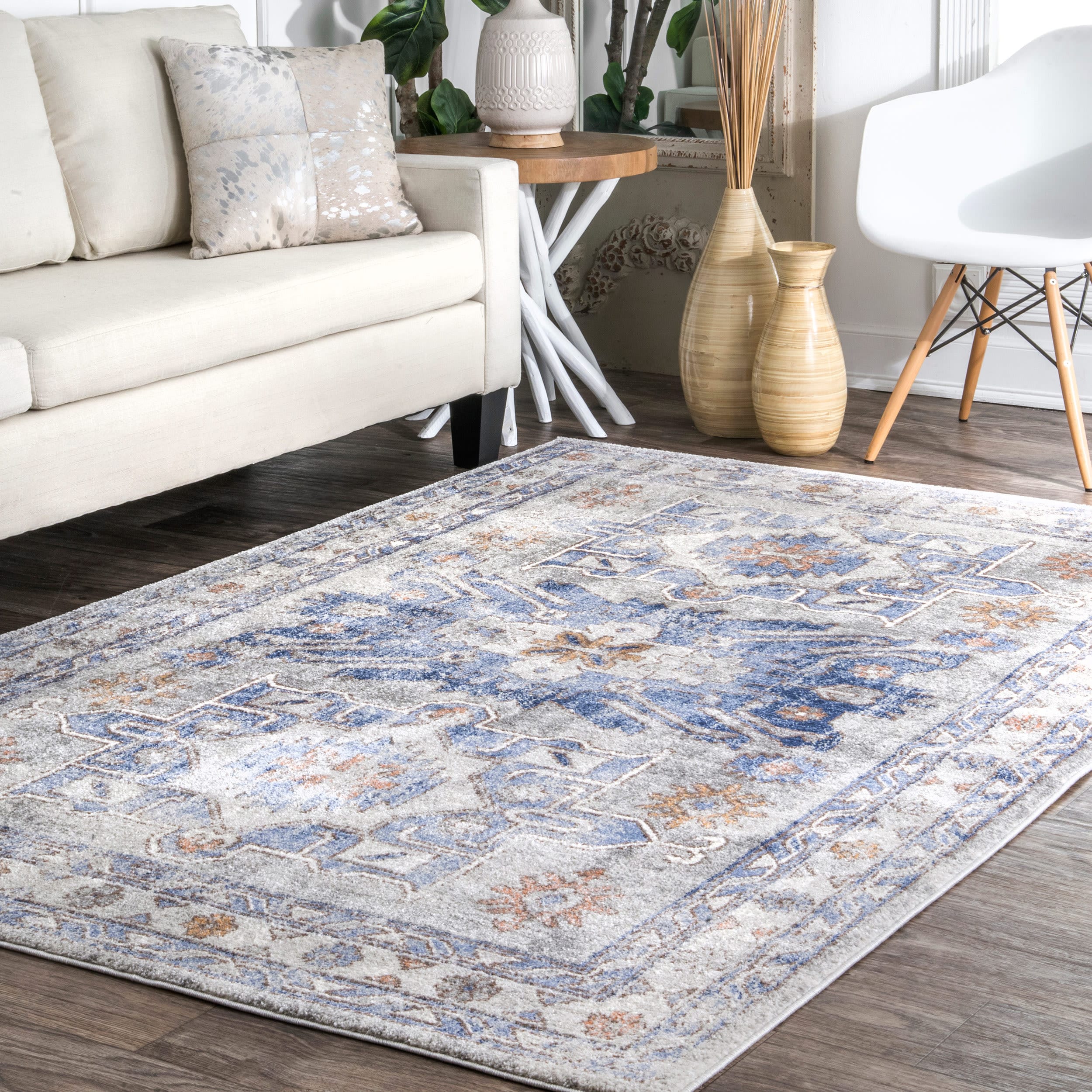 nuLOOM RZAB05A-406 4 x 6 (ft) Loomed Polypropylene Blue Rectangular Indoor Distressed/Overdyed Vintage Area rug