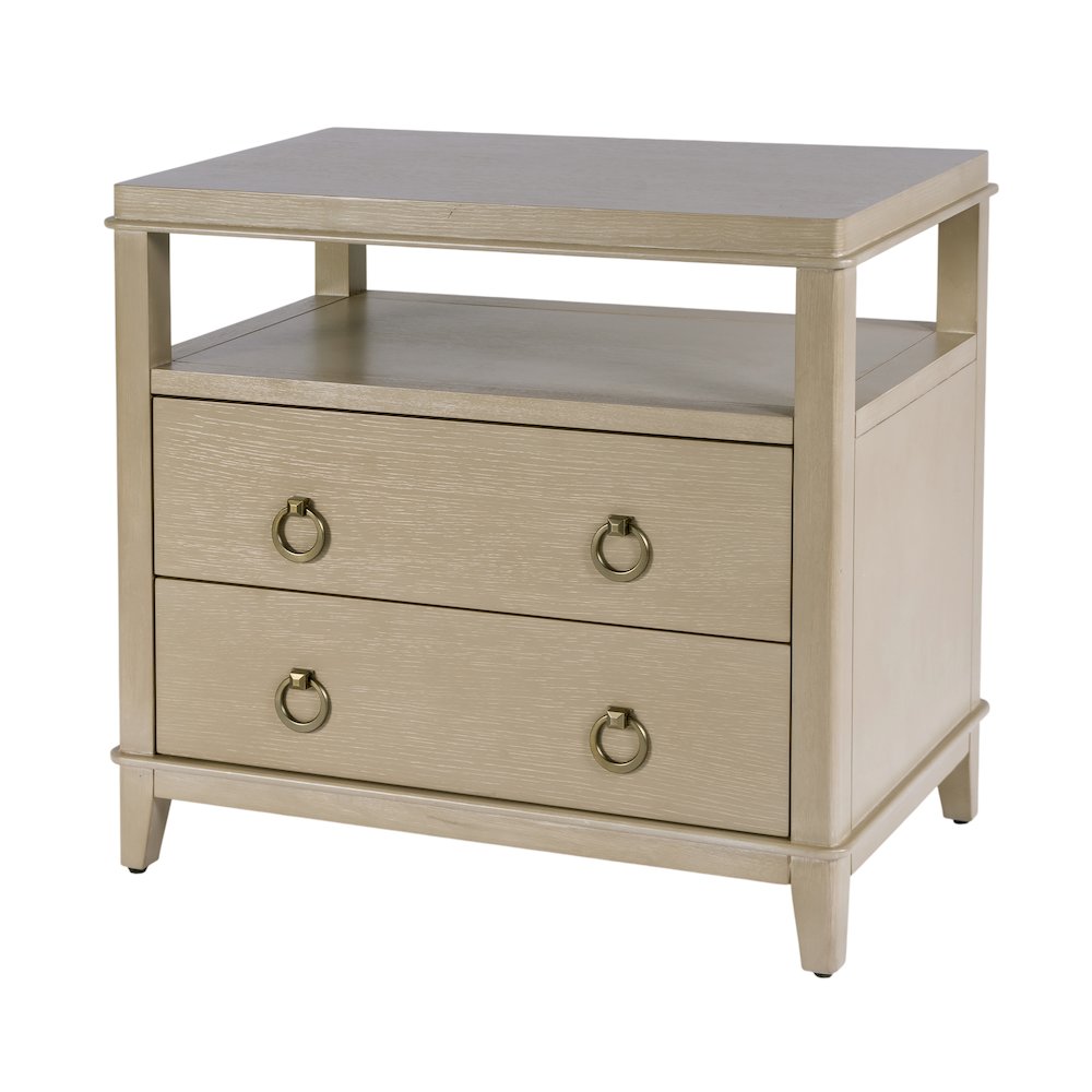 Highbury 28 in W Rectangular Wood 2 Drawer Nightstand Beige