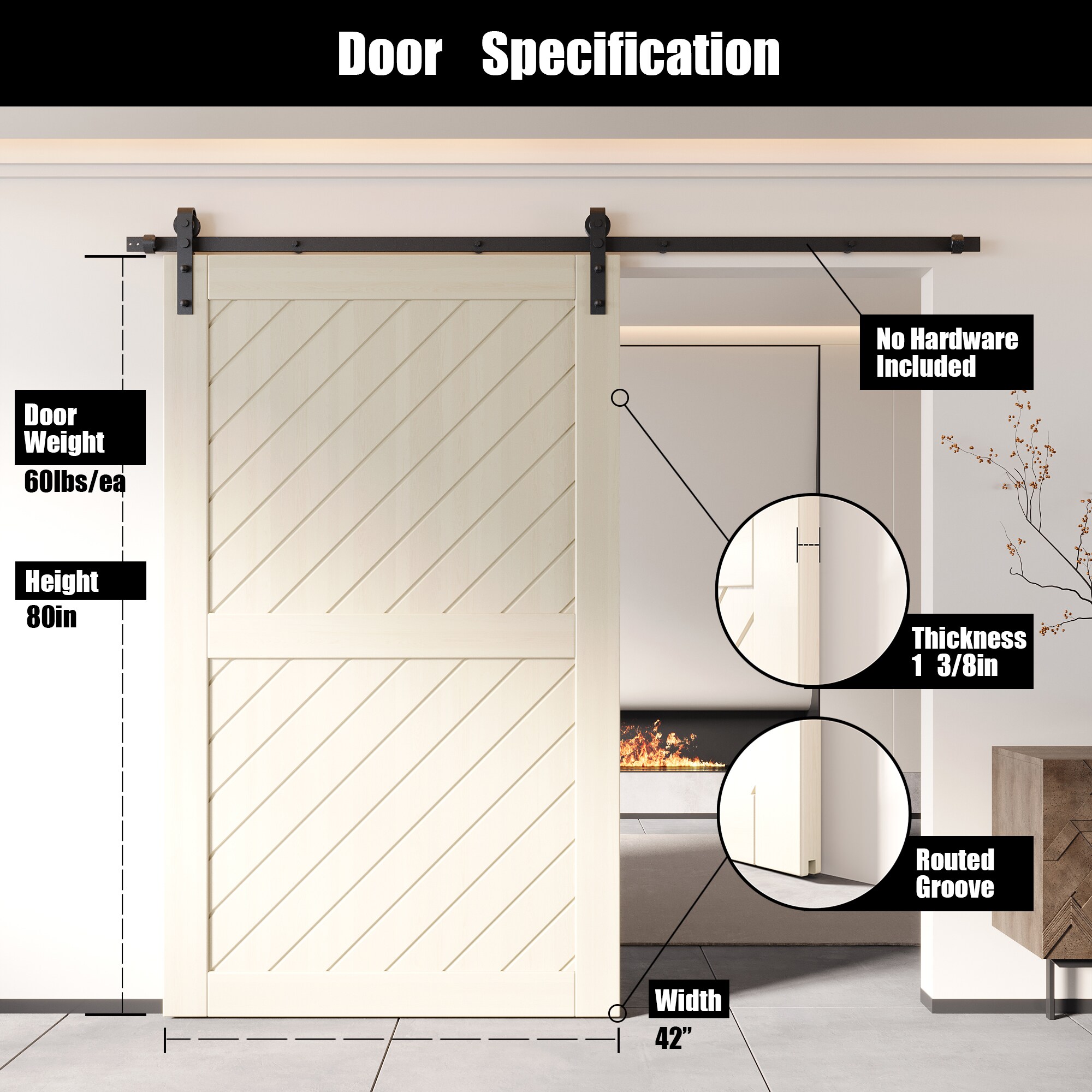 HOMACER XT1-4280-TG Barn-Doors - View #2