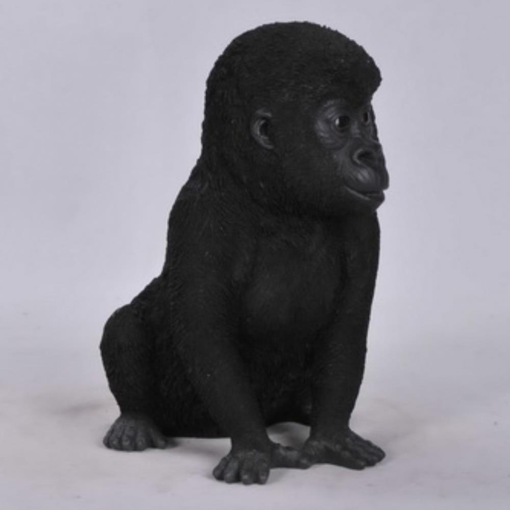 Small Gorilla Sitting Statue Figurine 9 in.X 7 in.Jungle Animal Home Decor  Resin