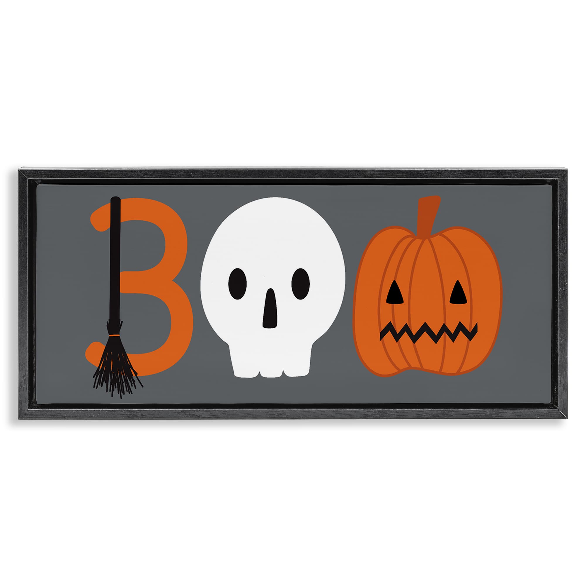 Stupell Industries BT-497-FFB-13X30 Boo Halloween Fun Typography Floating Frame design by Sazerelli Designs