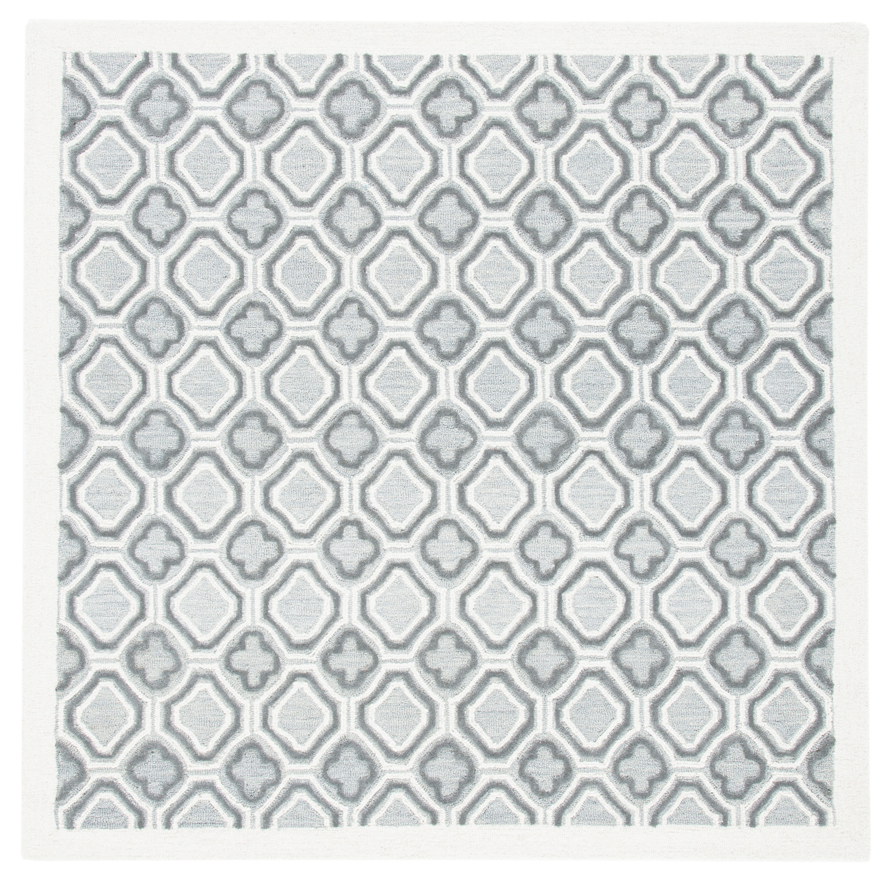 Gray and Ivory Hand-Tufted Wool 6' Square Area Rug