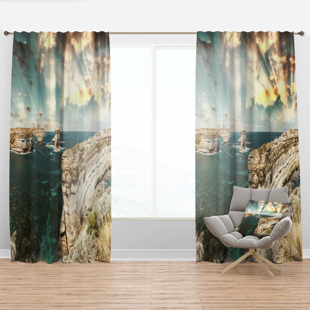 Designart CTN10860-52-90 90-Inches Blue Room darkening Thermal lined Rod pocket Single curtain panel