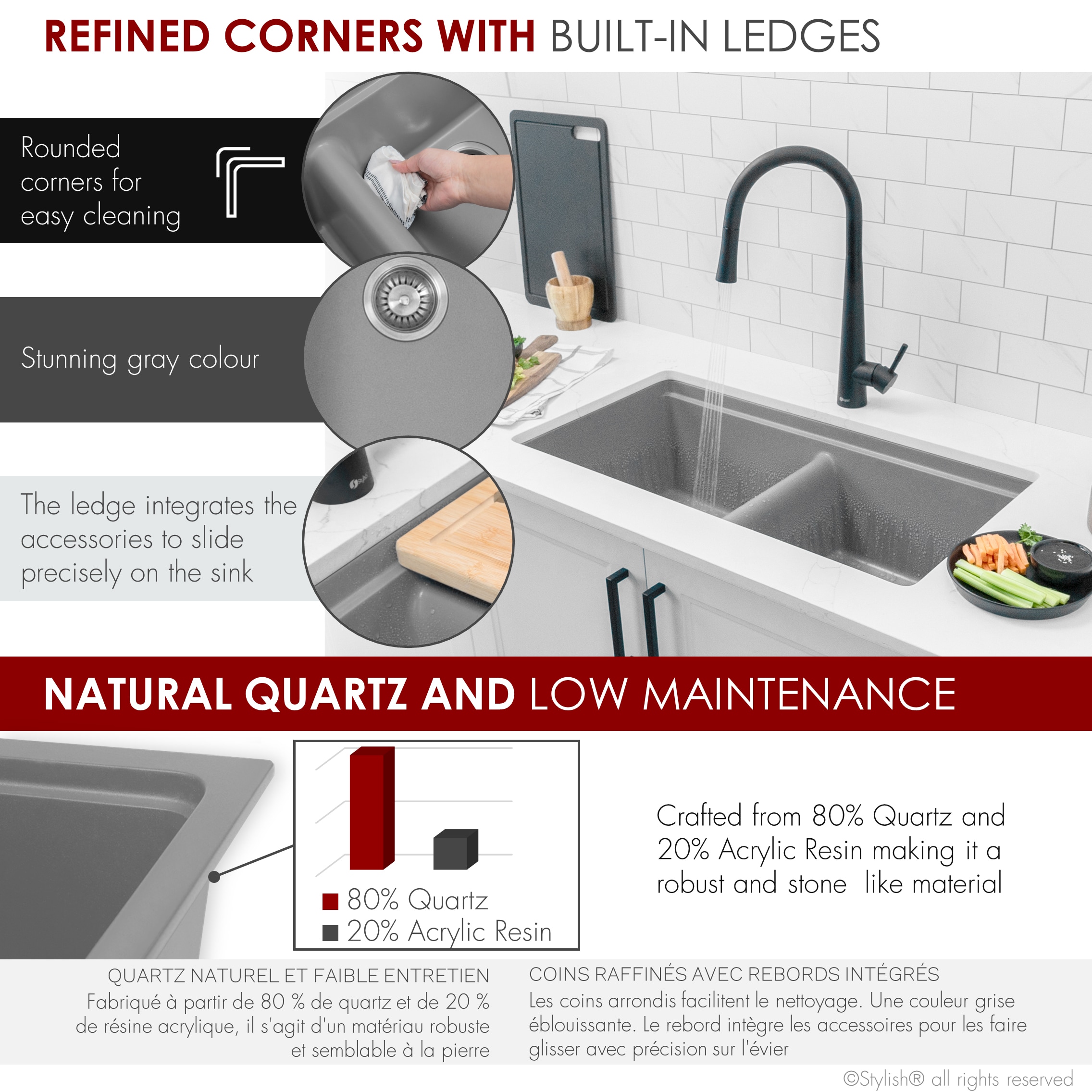 Stylish S-833WL1 Kitchen-Sinks - View #3