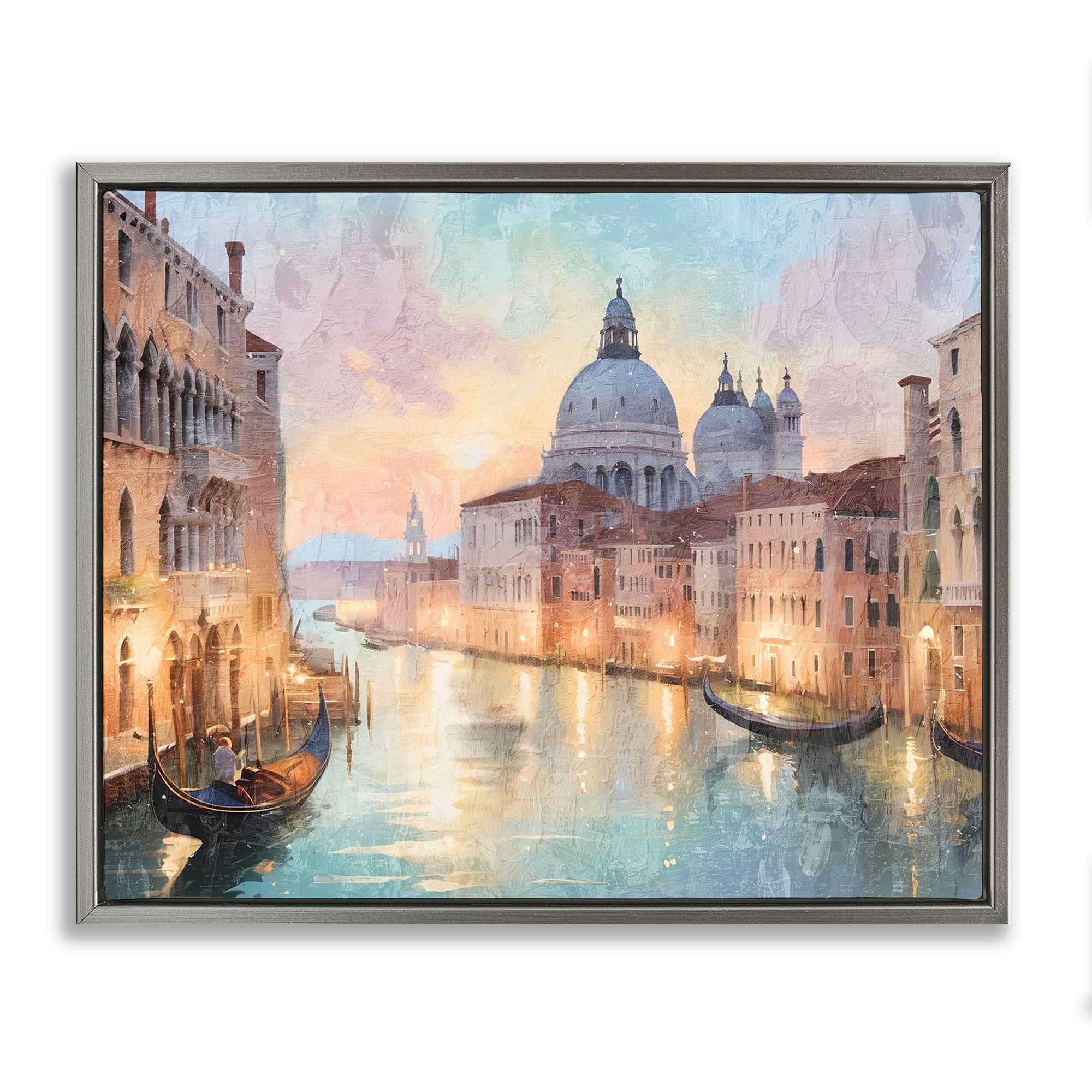 Stupell Industries BS-005-FFL-16X20 Scenic Venetian Canal Gray Framed Floater Canvas Wall Art By Kim Allen 21 x 17