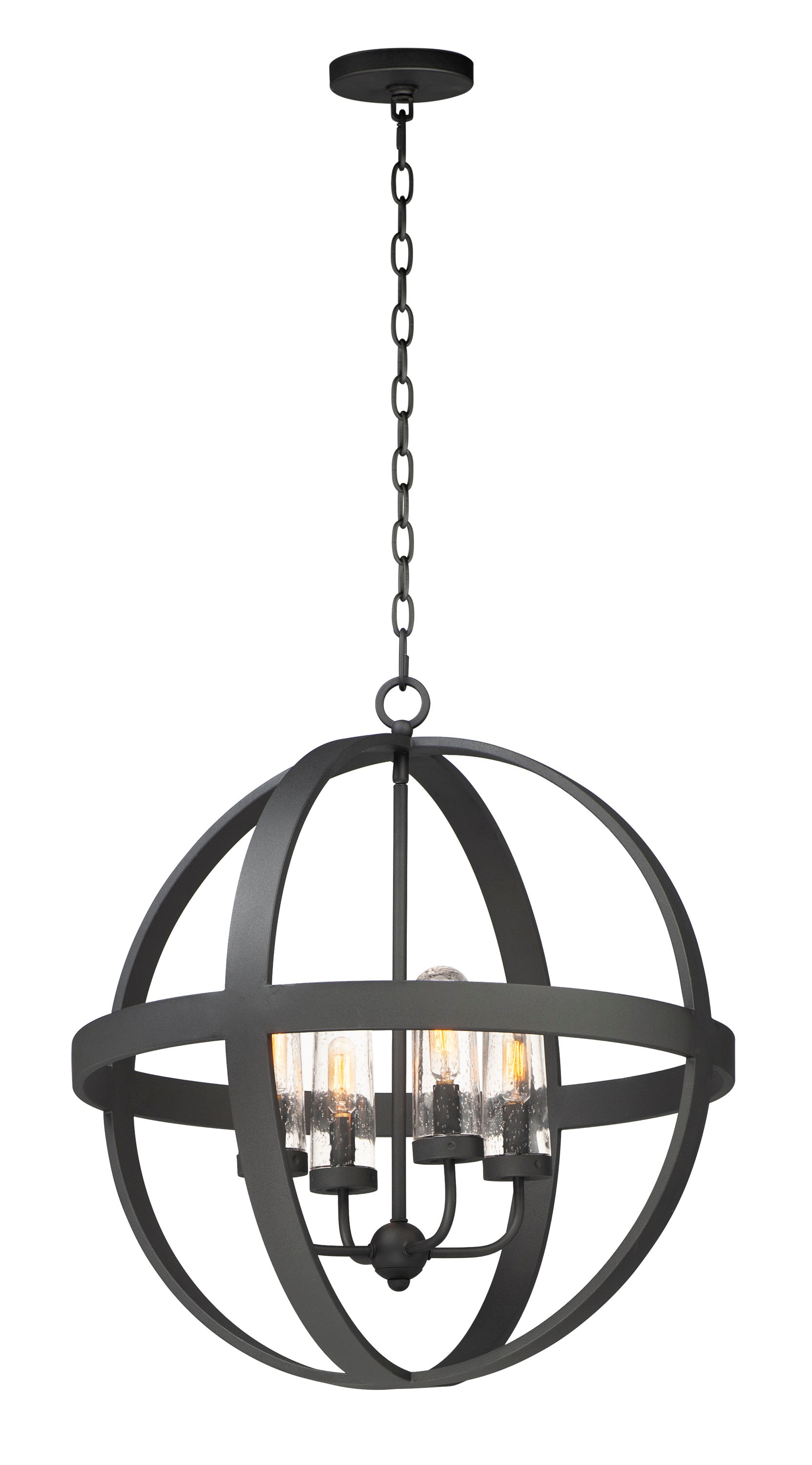 Maxim Lighting Compass 4-Light Black Transitional Seeded Glass Globe ...