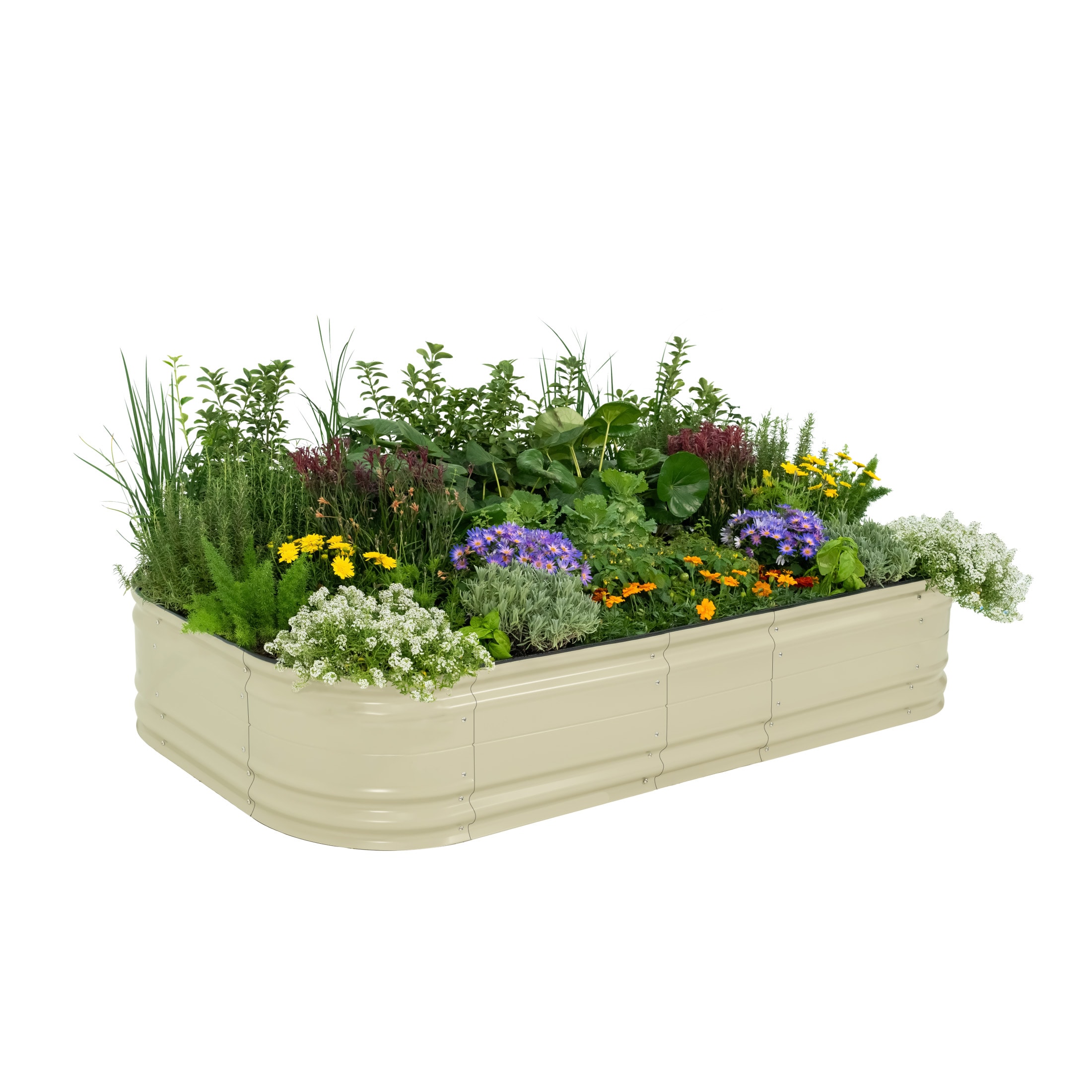 Vego Garden VB10N117WG2 45-cu ft 48-in W x 96-in L x 17-in H Pearl White Galvanized Metal Raised Garden Bed
