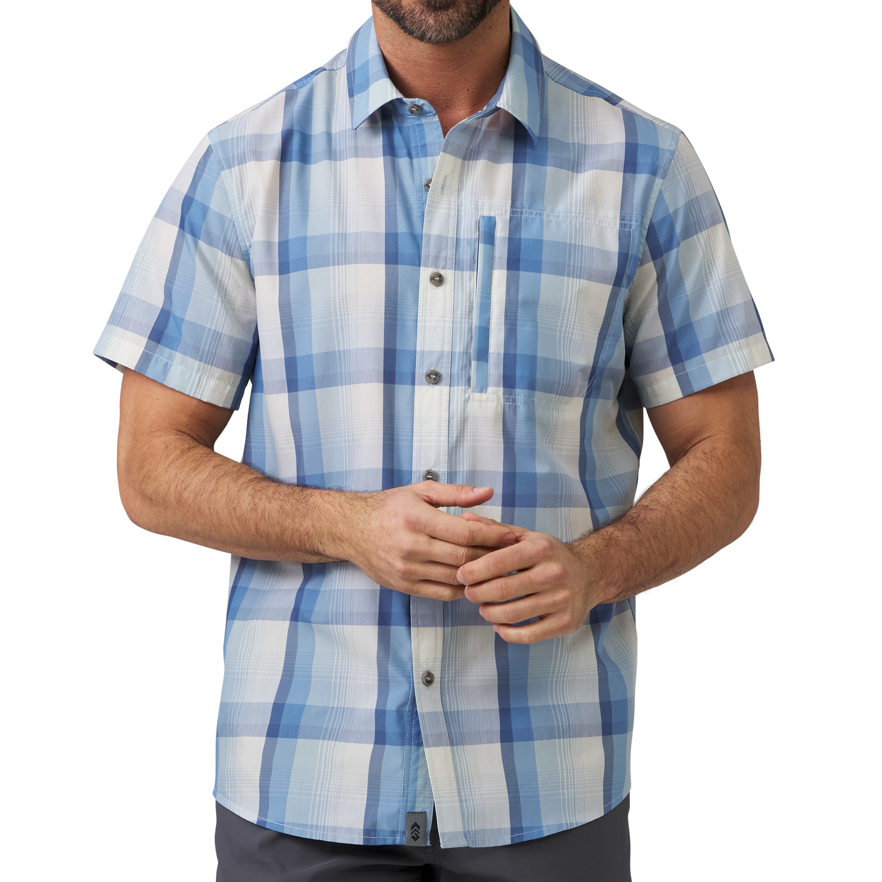 Free Country 446-MAS4200BLSHAXL Men's Blue Knit Short sleeve Button-down shirt ( XL )
